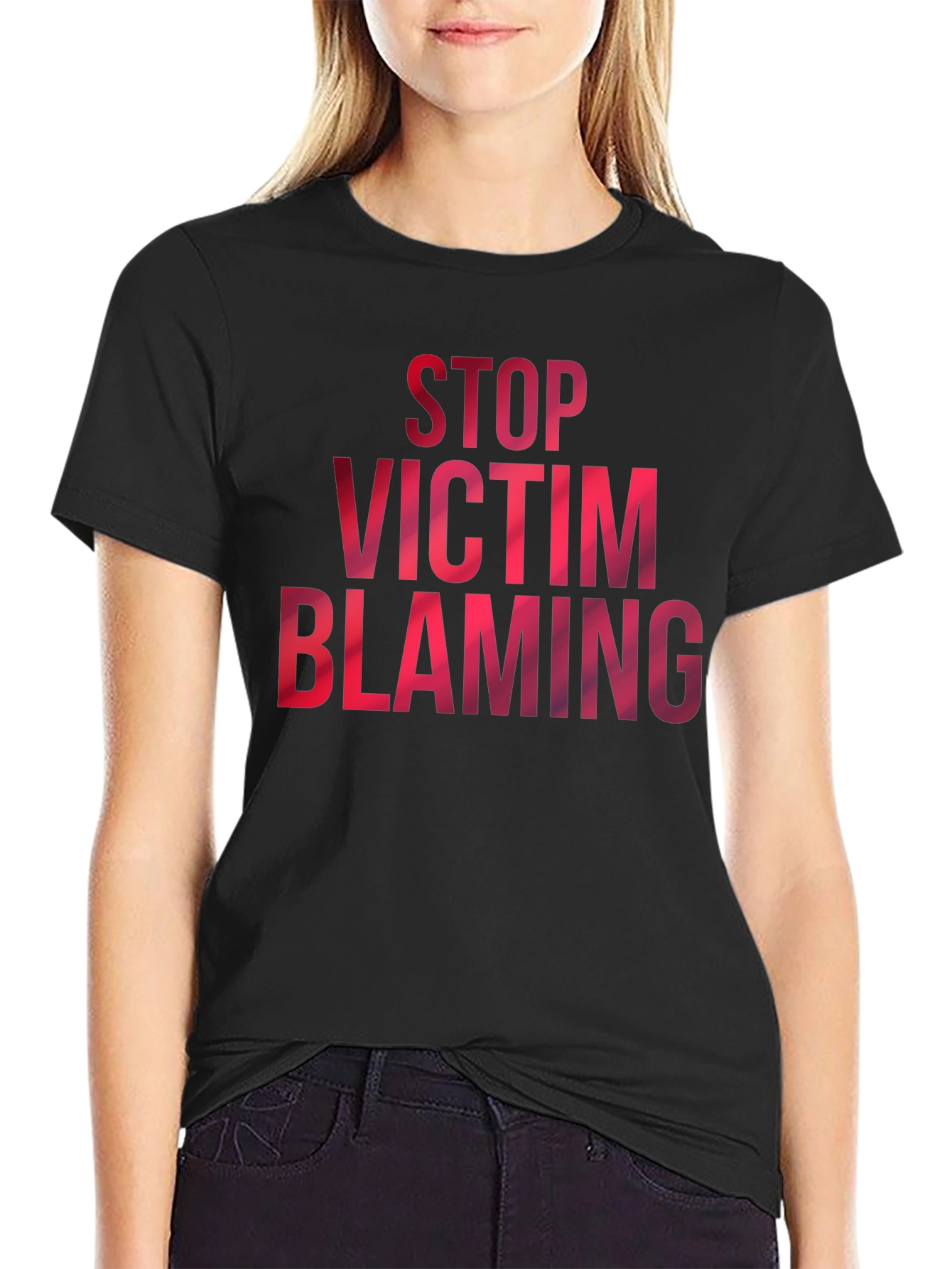 Stop Victim Blaming Graphic Tee - Black Cotton T-Shirt