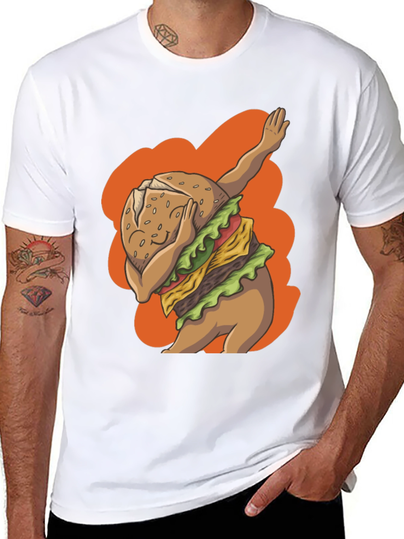 Dabbing Burger Graphic Tee - Trendy Casual Wear