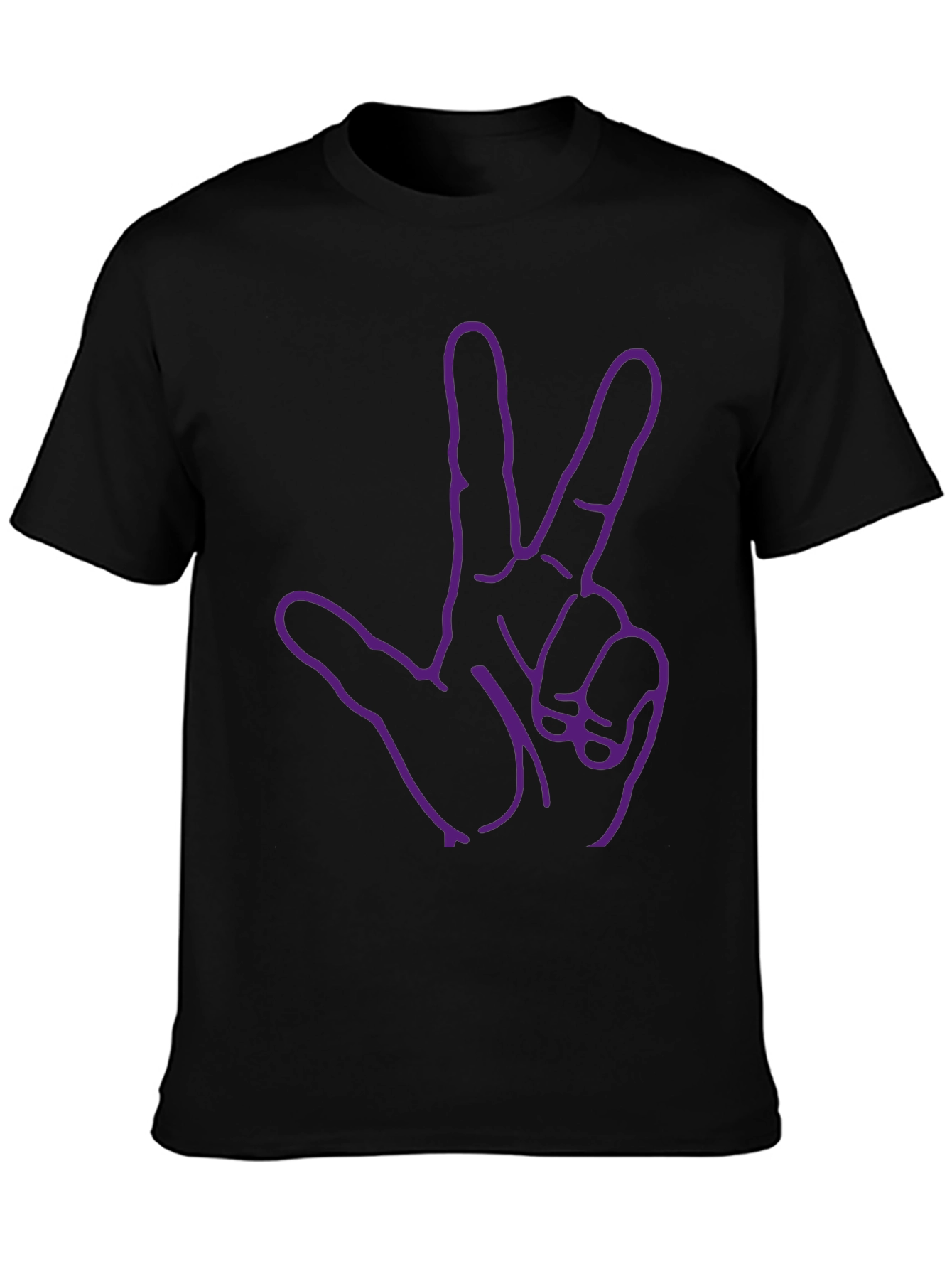 Purple Three Finger Hand Black T-Shirt