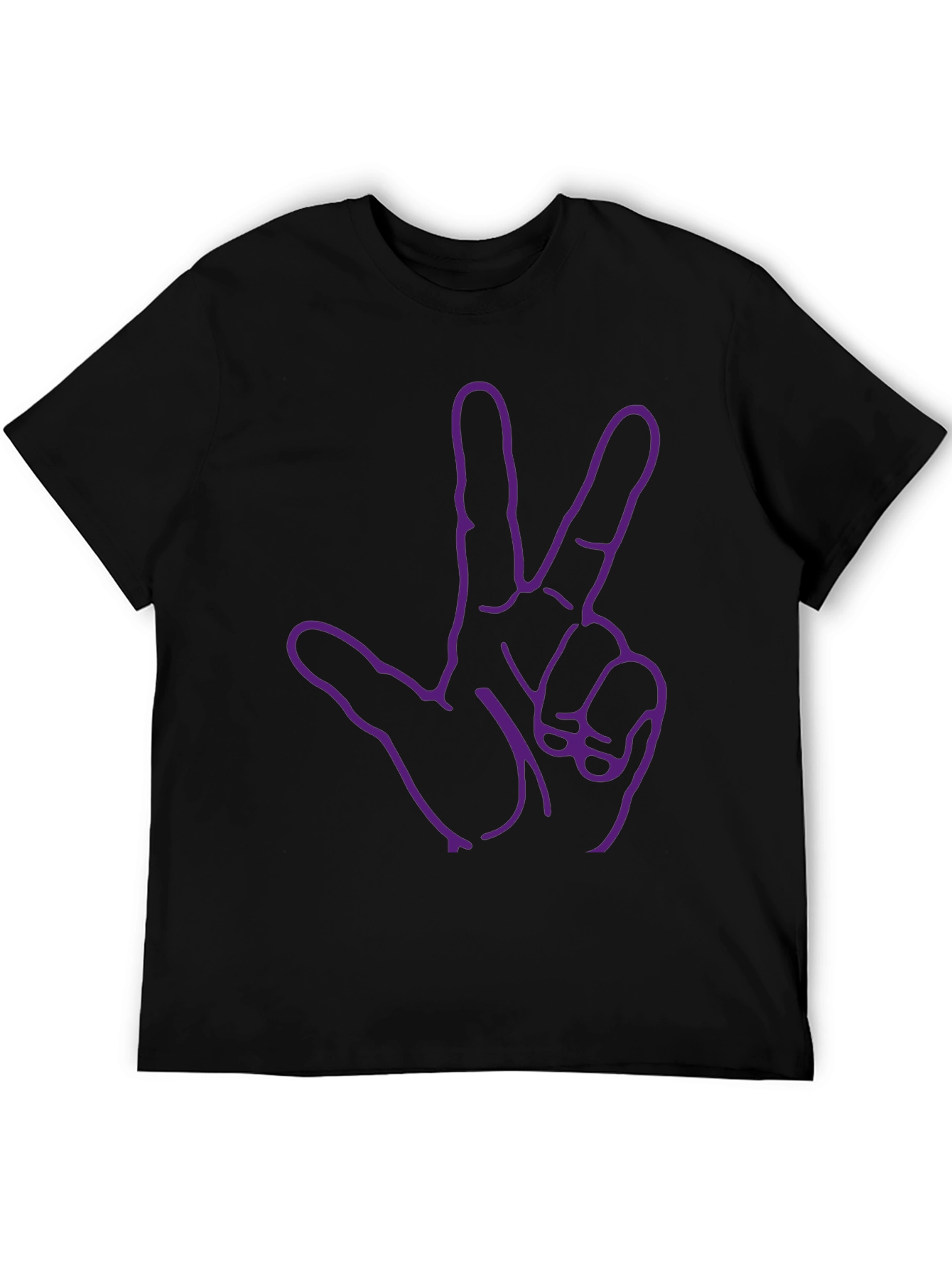 Purple Three Finger Hand Black T-Shirt