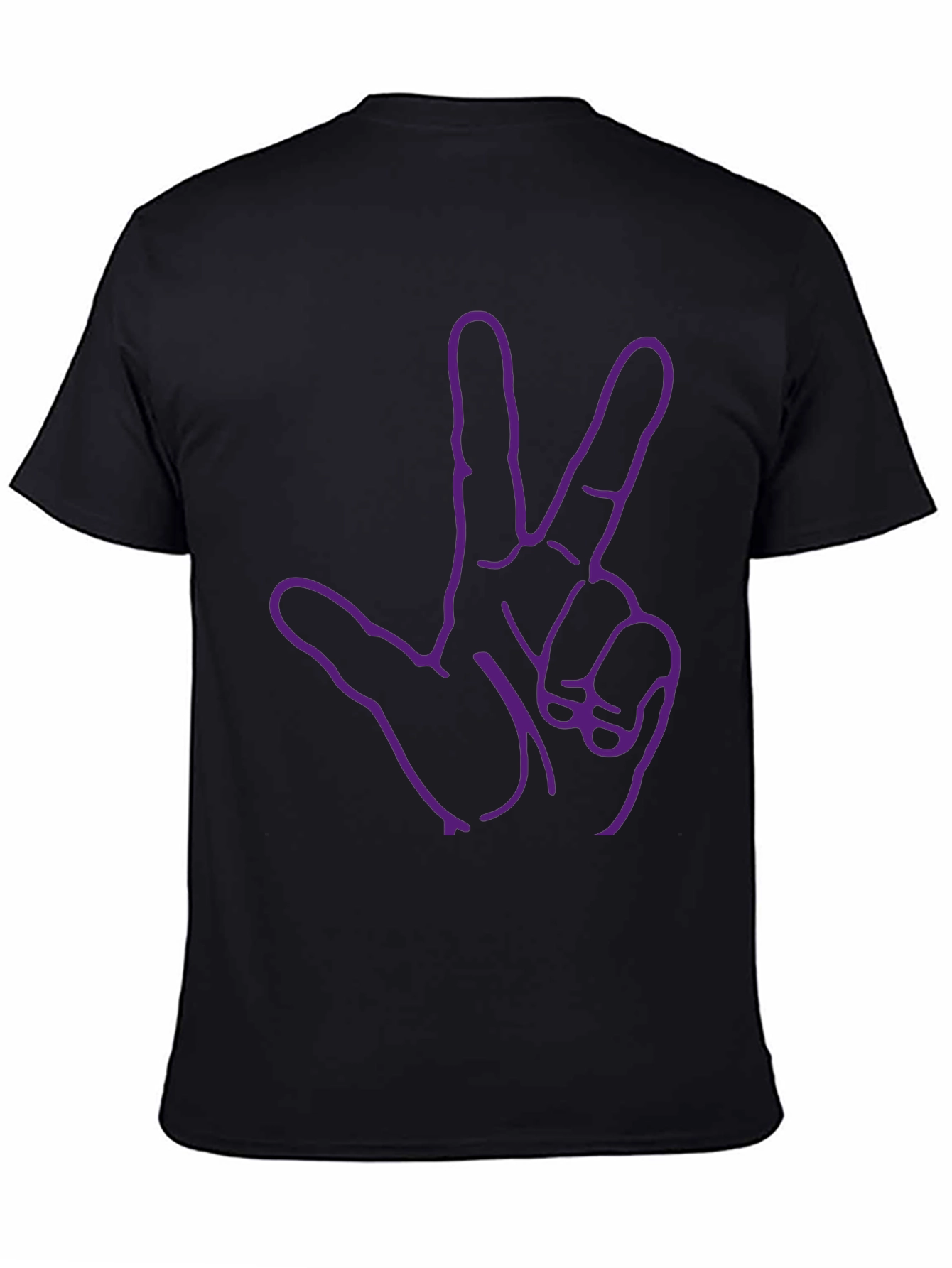 Purple Three Finger Hand Black T-Shirt