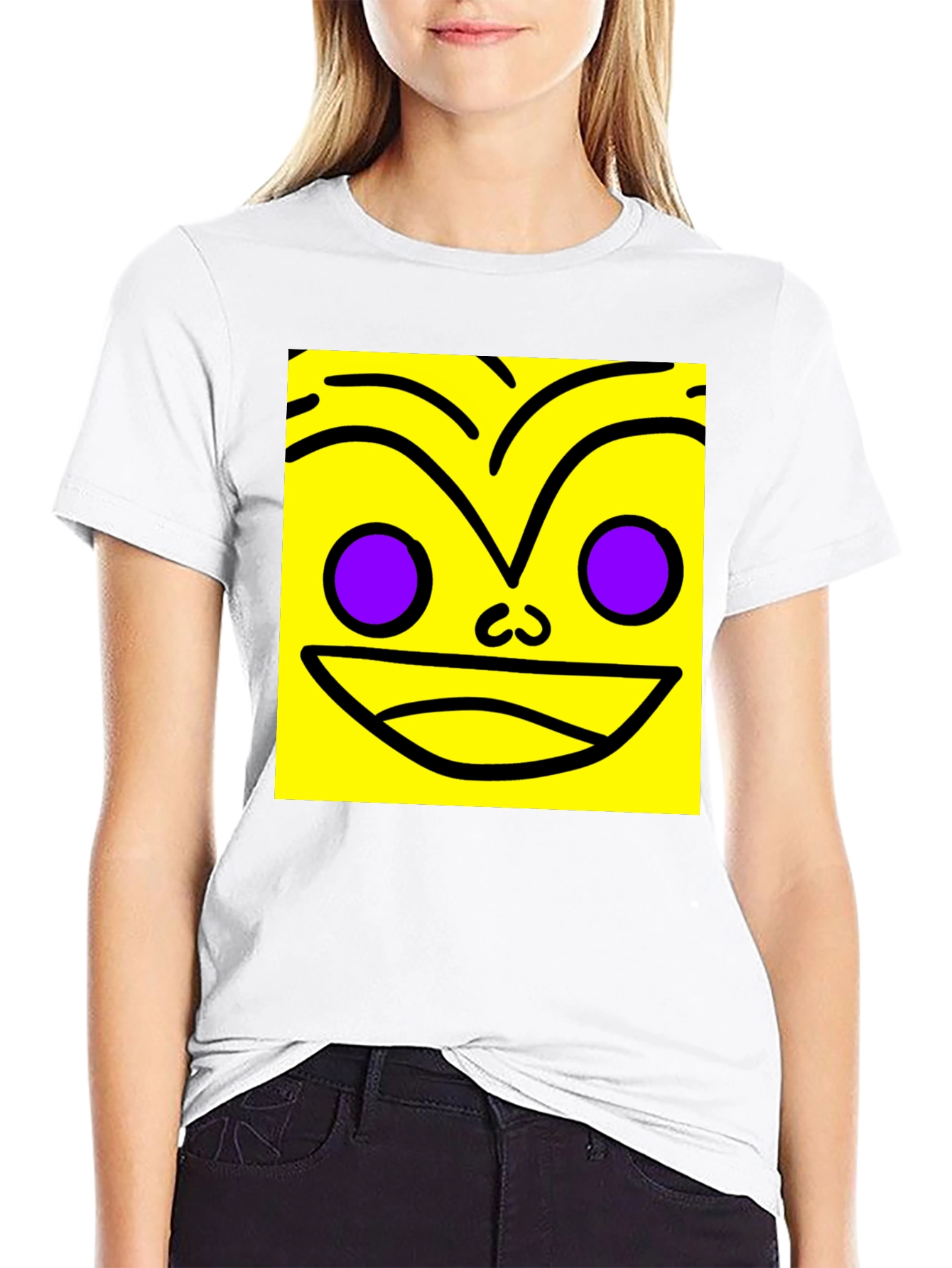 Funky Face Graphic Tee - Black Cotton Blend Shirt