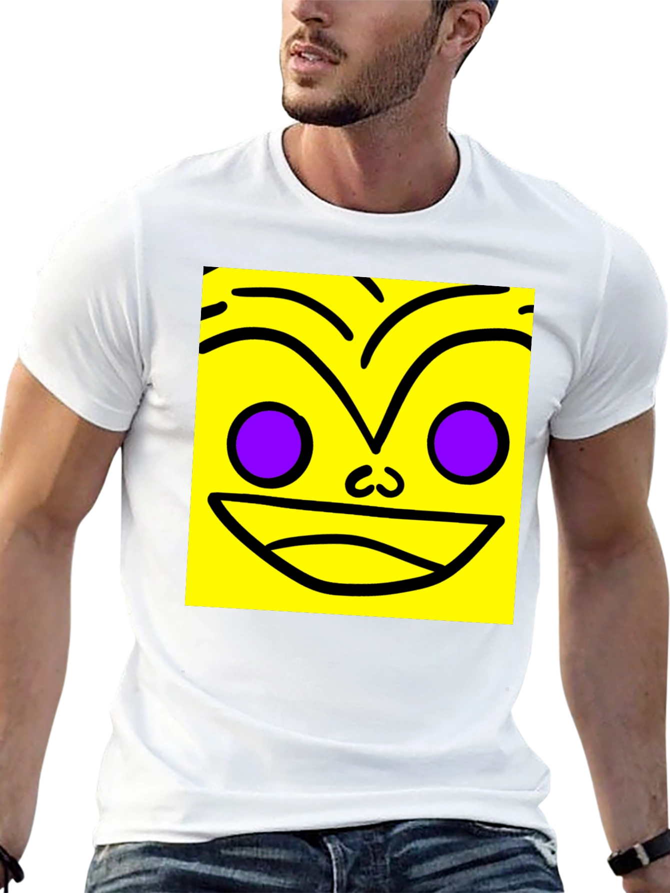 Funky Face Graphic Tee - Black Cotton Blend Shirt