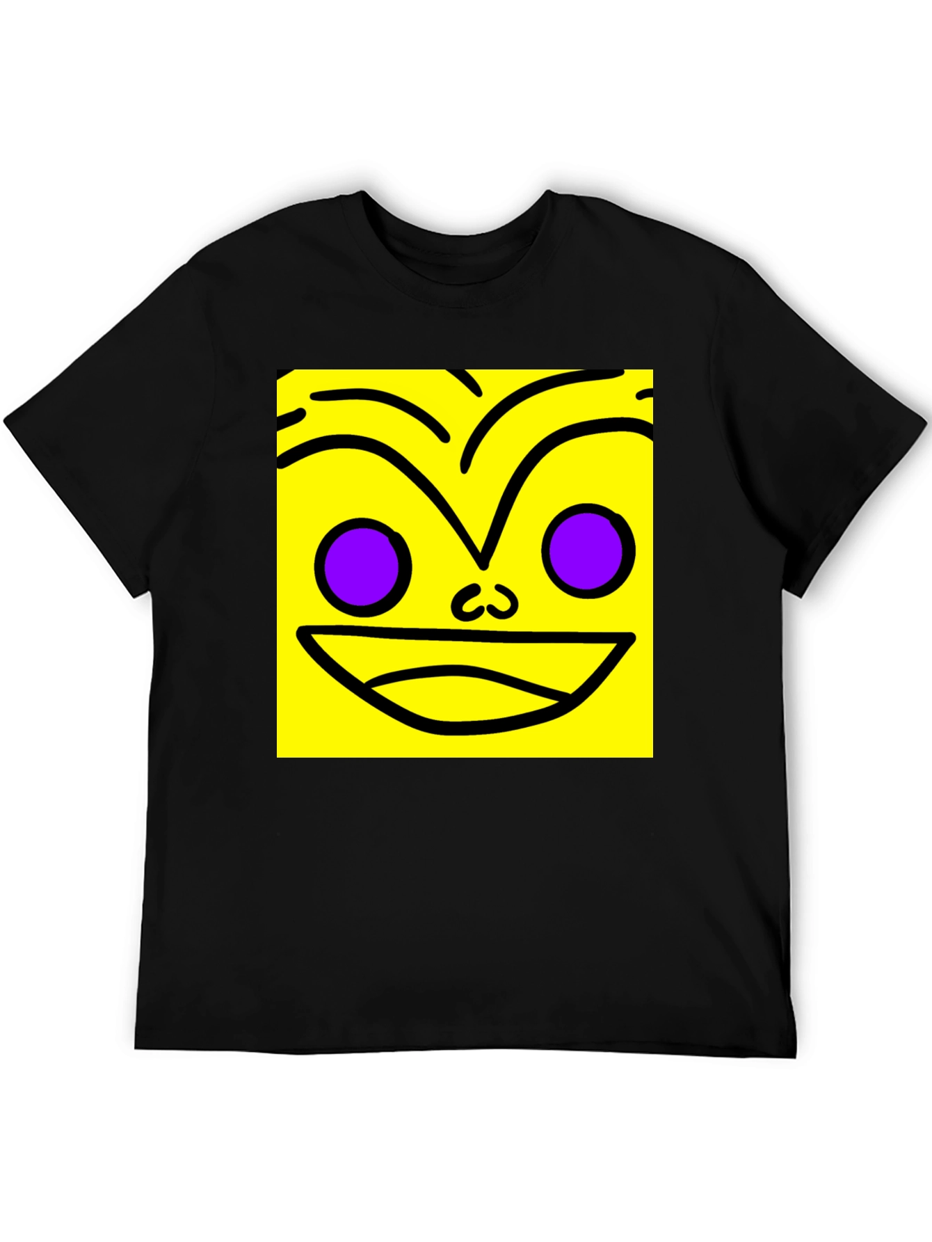 Funky Face Graphic Tee - Black Cotton Blend Shirt