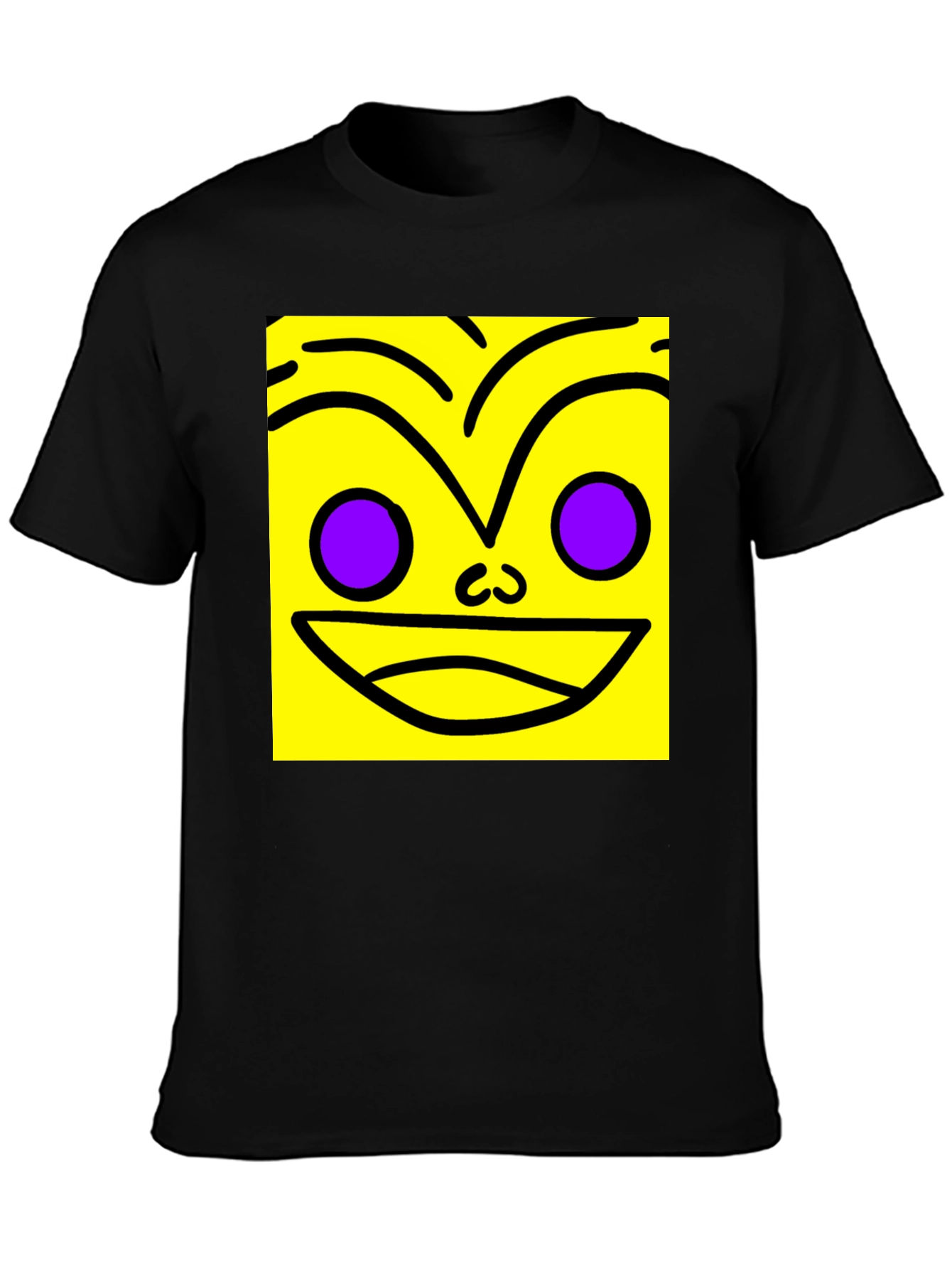 Funky Face Graphic Tee - Black Cotton Blend Shirt