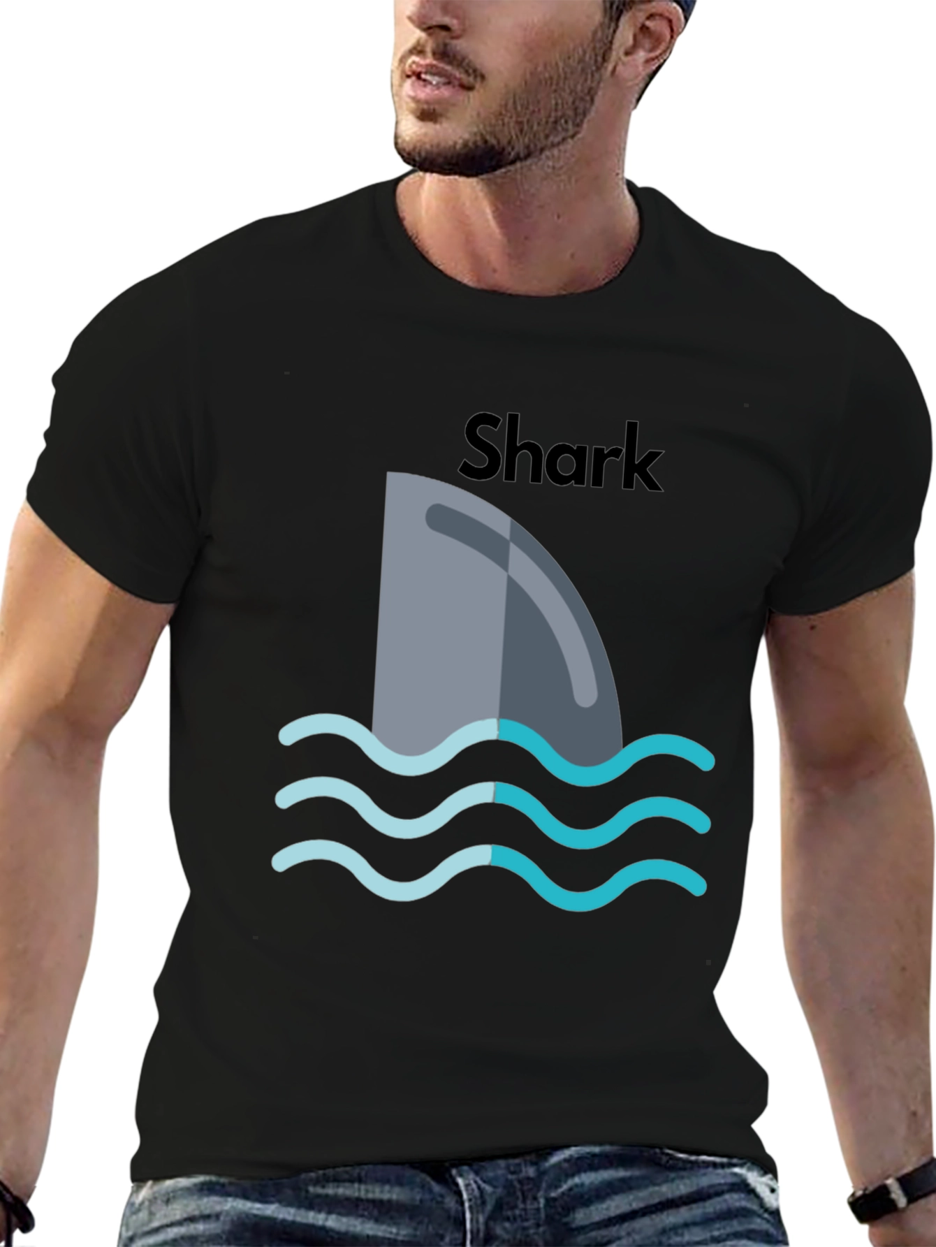 Shark Fin Graphic Black T-Shirt