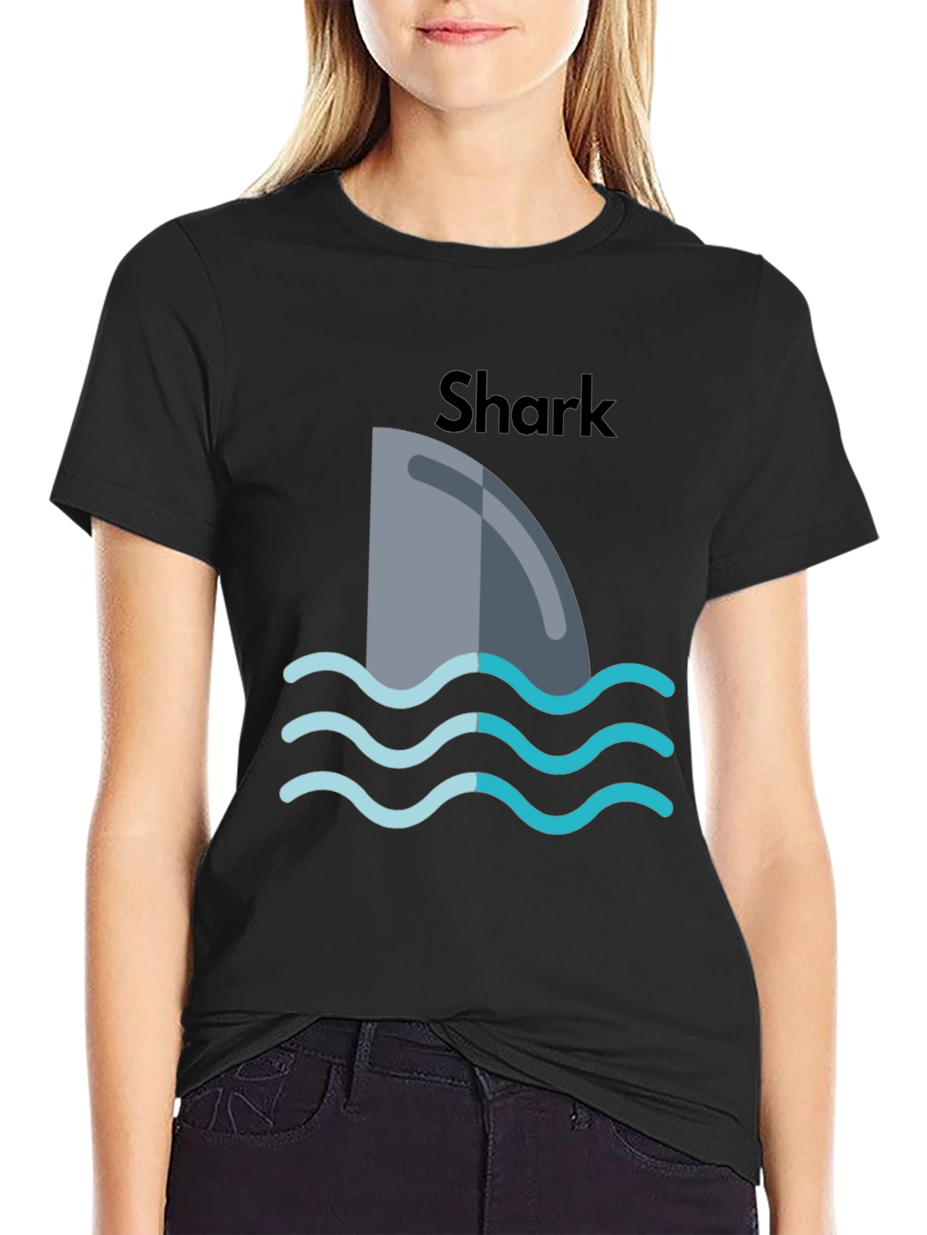 Shark Fin Graphic Black T-Shirt