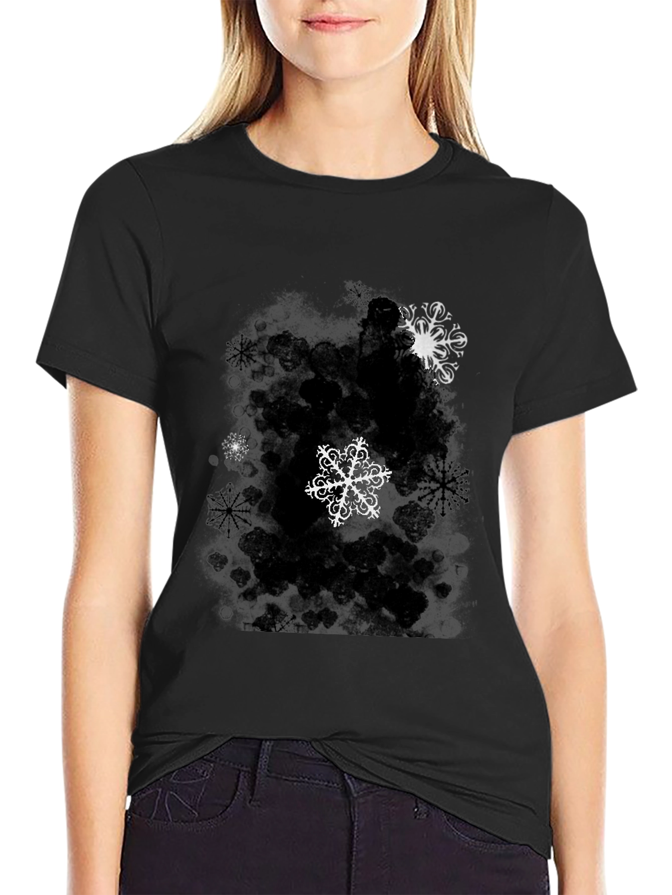 Snowflake Graphic Black T-Shirt