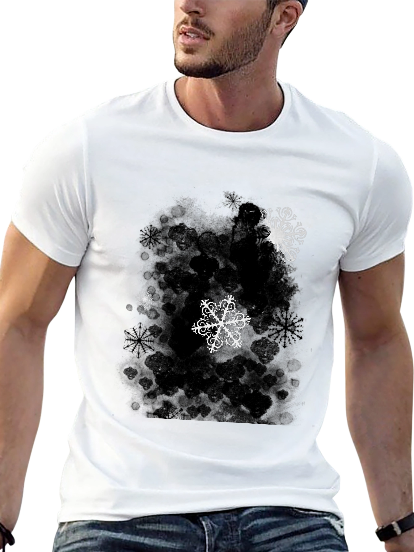 Snowflake Graphic Black T-Shirt