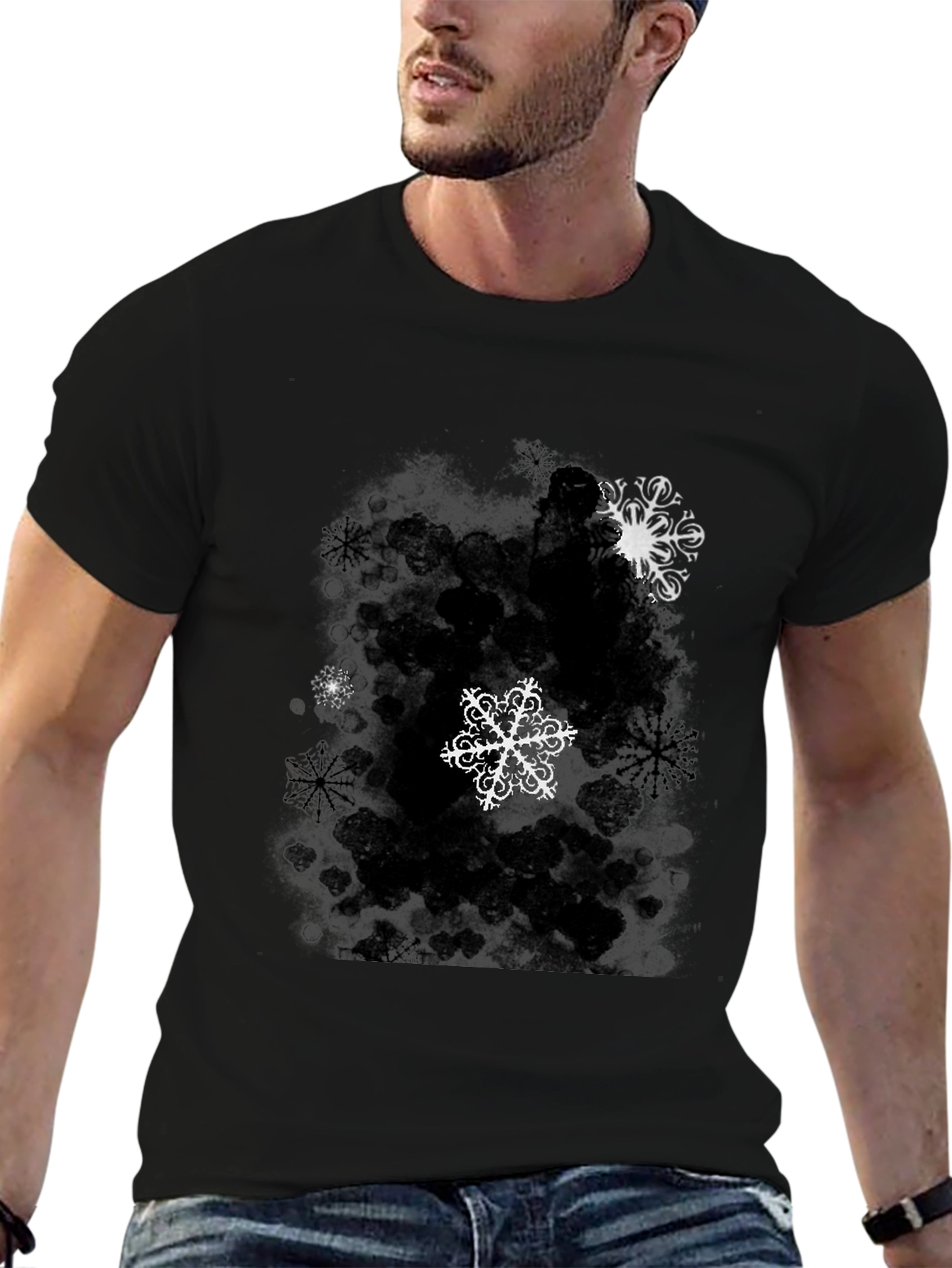 Snowflake Graphic Black T-Shirt