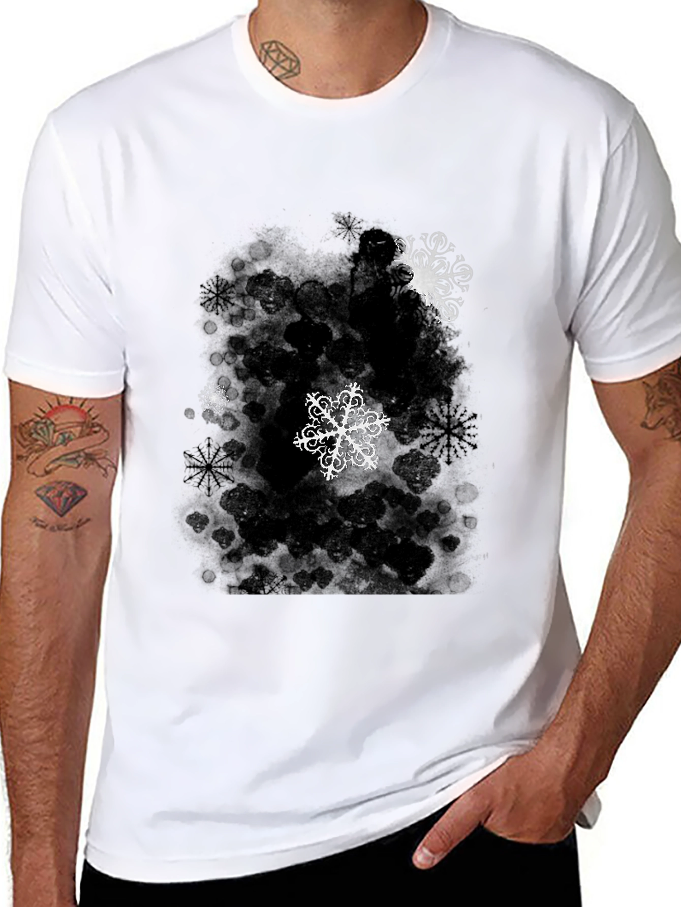 Snowflake Graphic Black T-Shirt