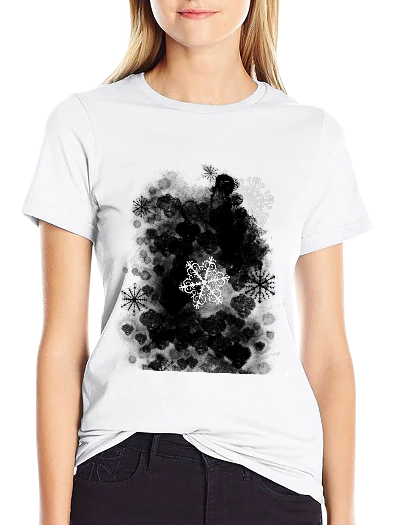 Snowflake Graphic Black T-Shirt