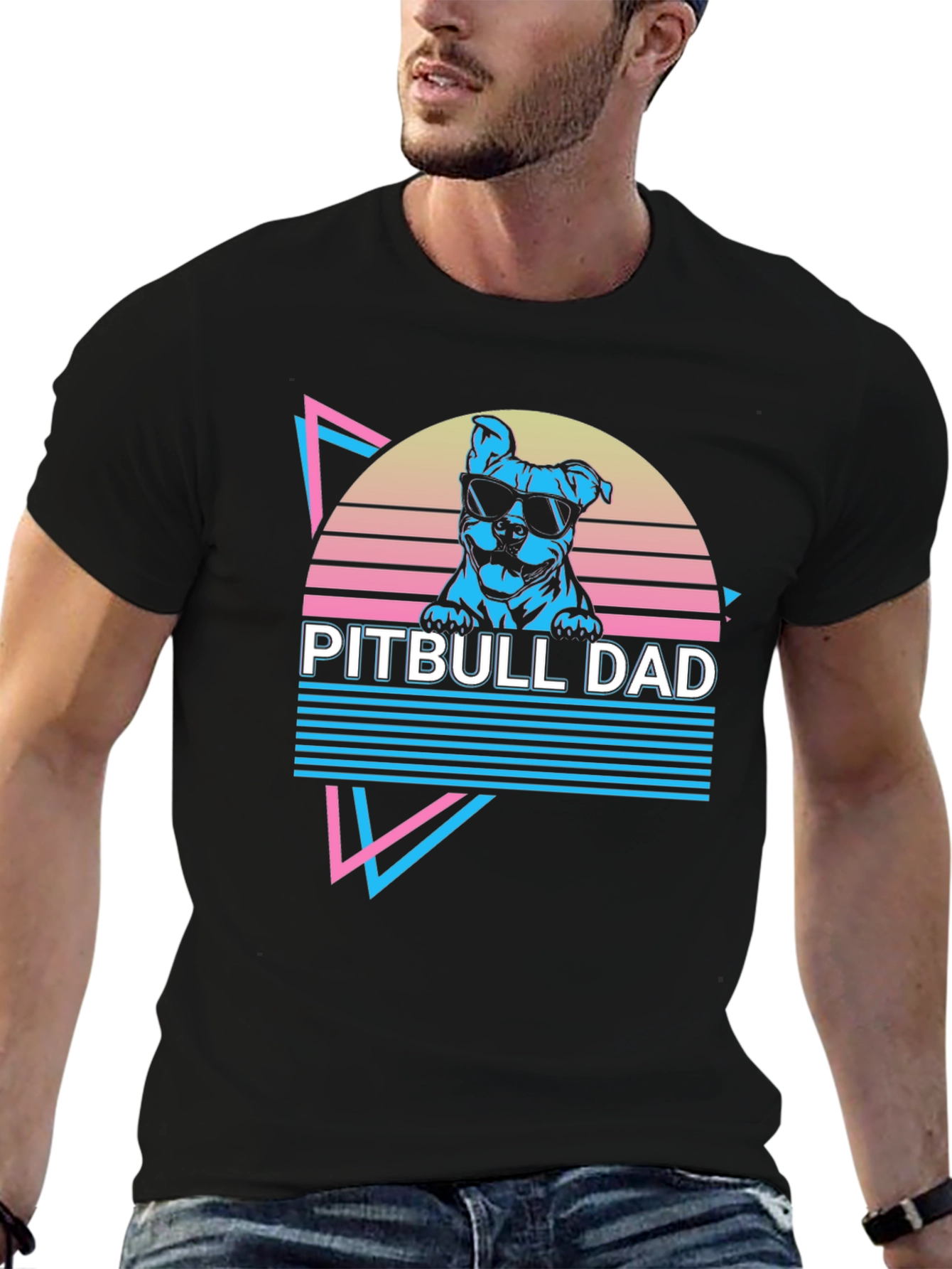 Pitbull Dad T-Shirt - Retro Style