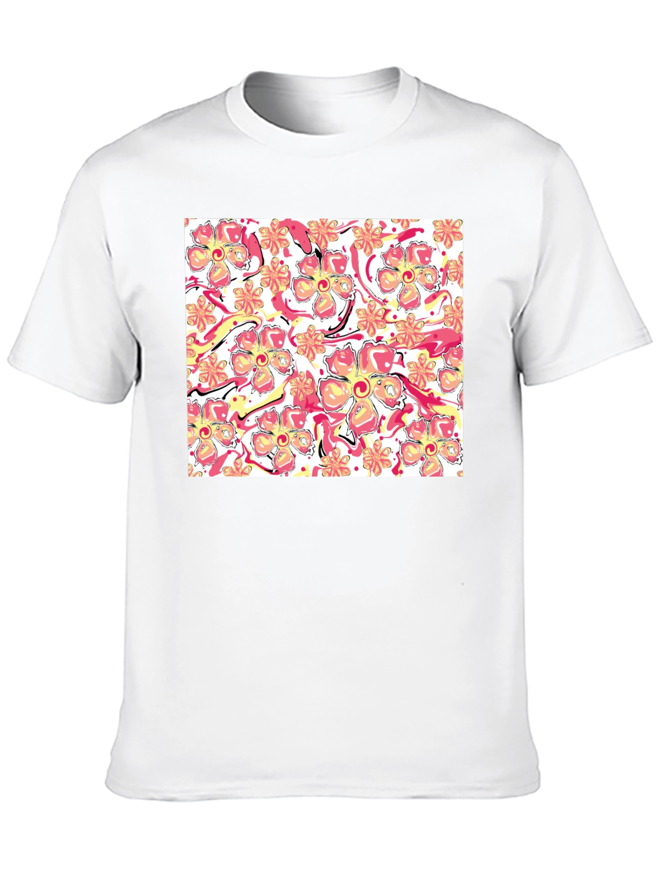 Floral Print Black T-Shirt - Stylish Casual Wear