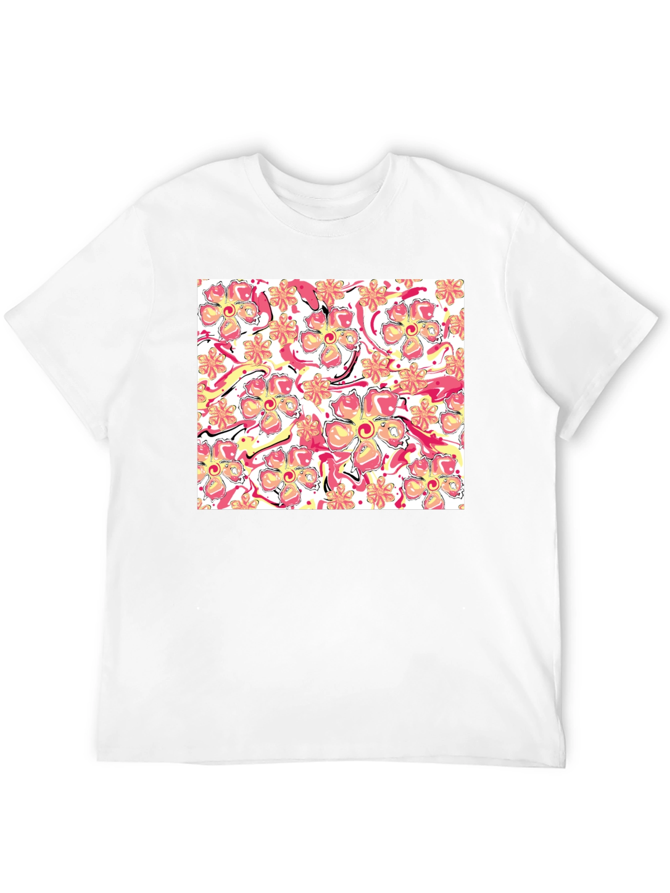 Floral Print Black T-Shirt - Stylish Casual Wear