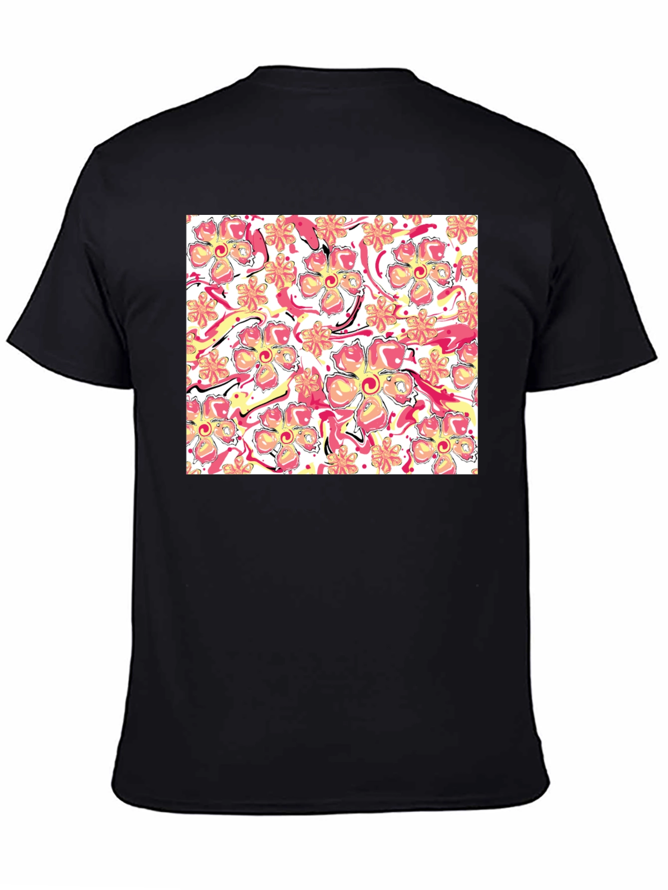 Floral Print Black T-Shirt - Stylish Casual Wear