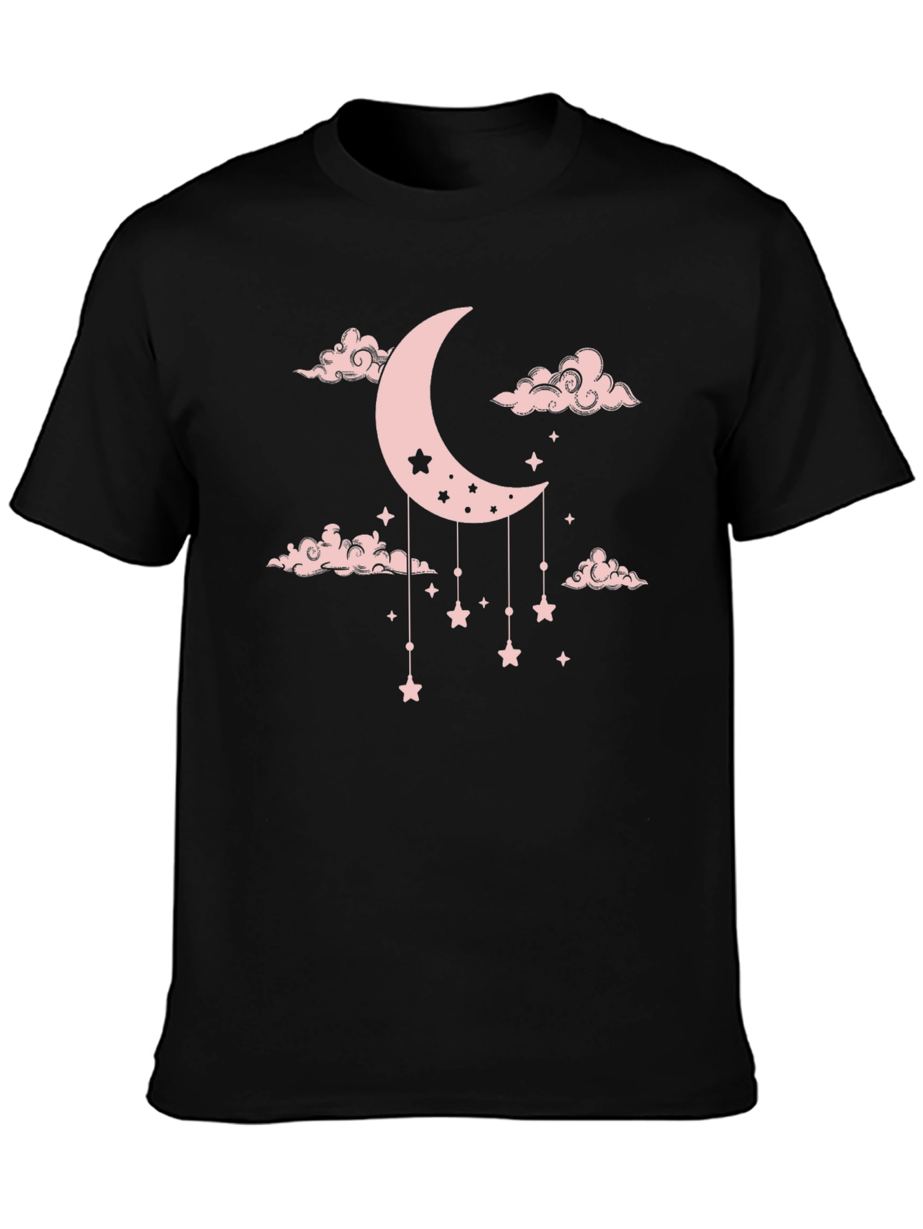 Dreamy Moon & Stars Graphic Tee - Black