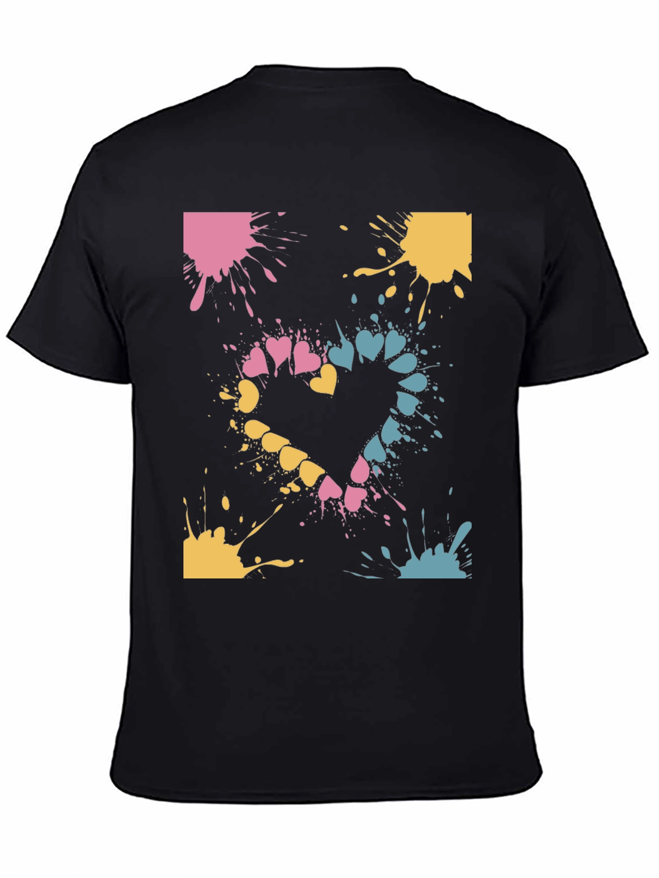 Heart Splash Graphic Tee - Casual Black T-Shirt