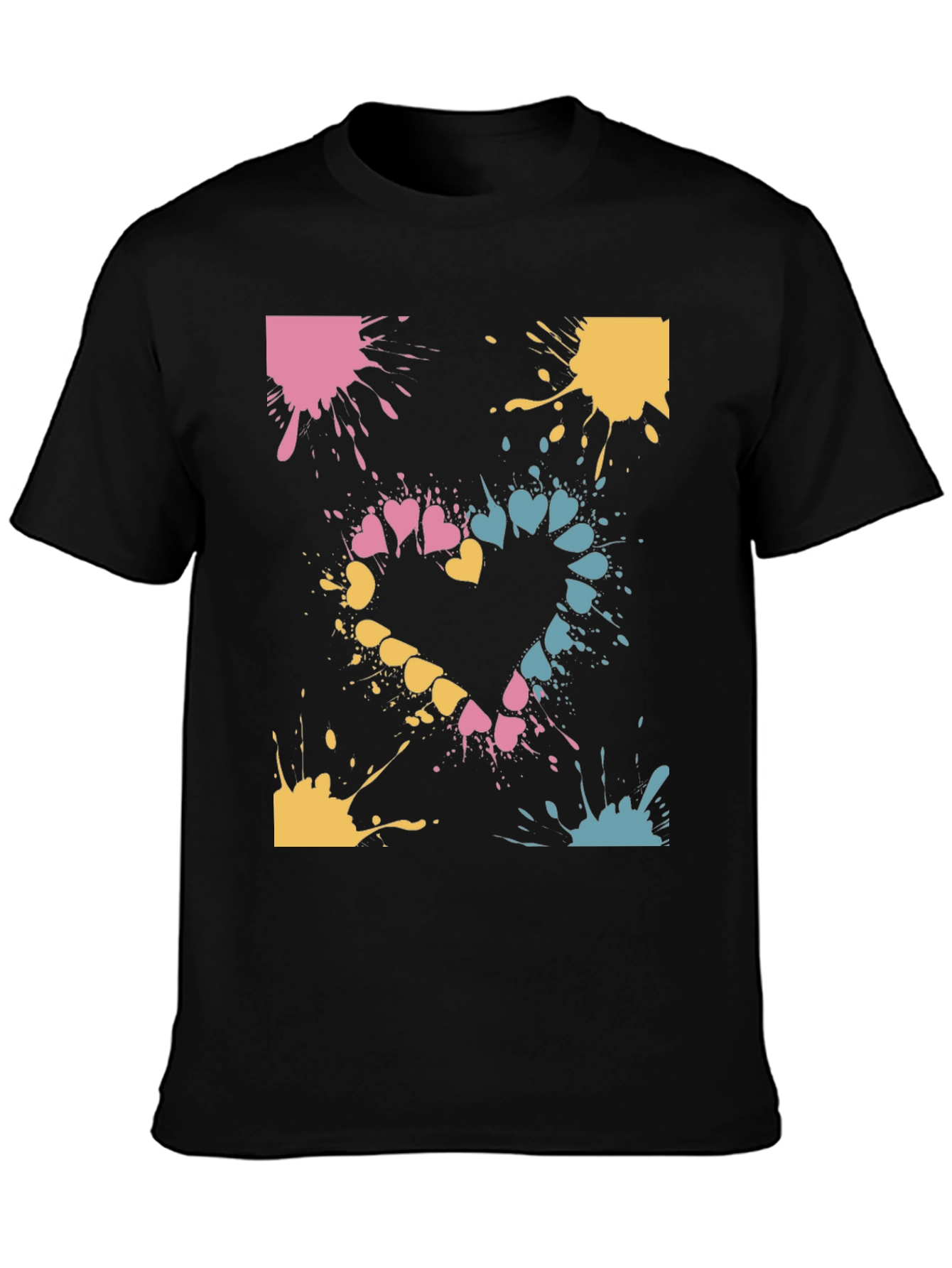 Heart Splash Graphic Tee - Casual Black T-Shirt