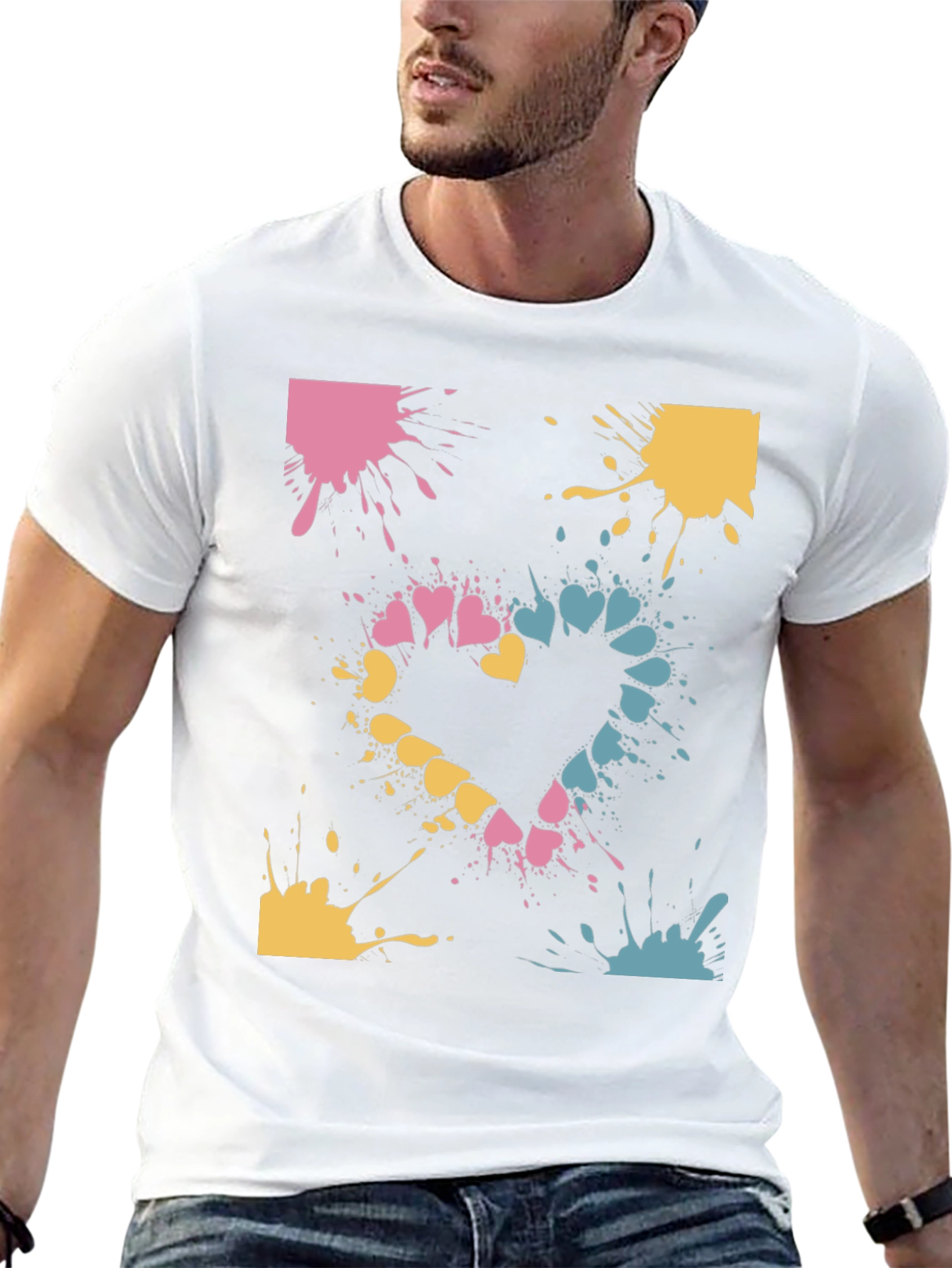 Heart Splash Graphic Tee - Casual Black T-Shirt