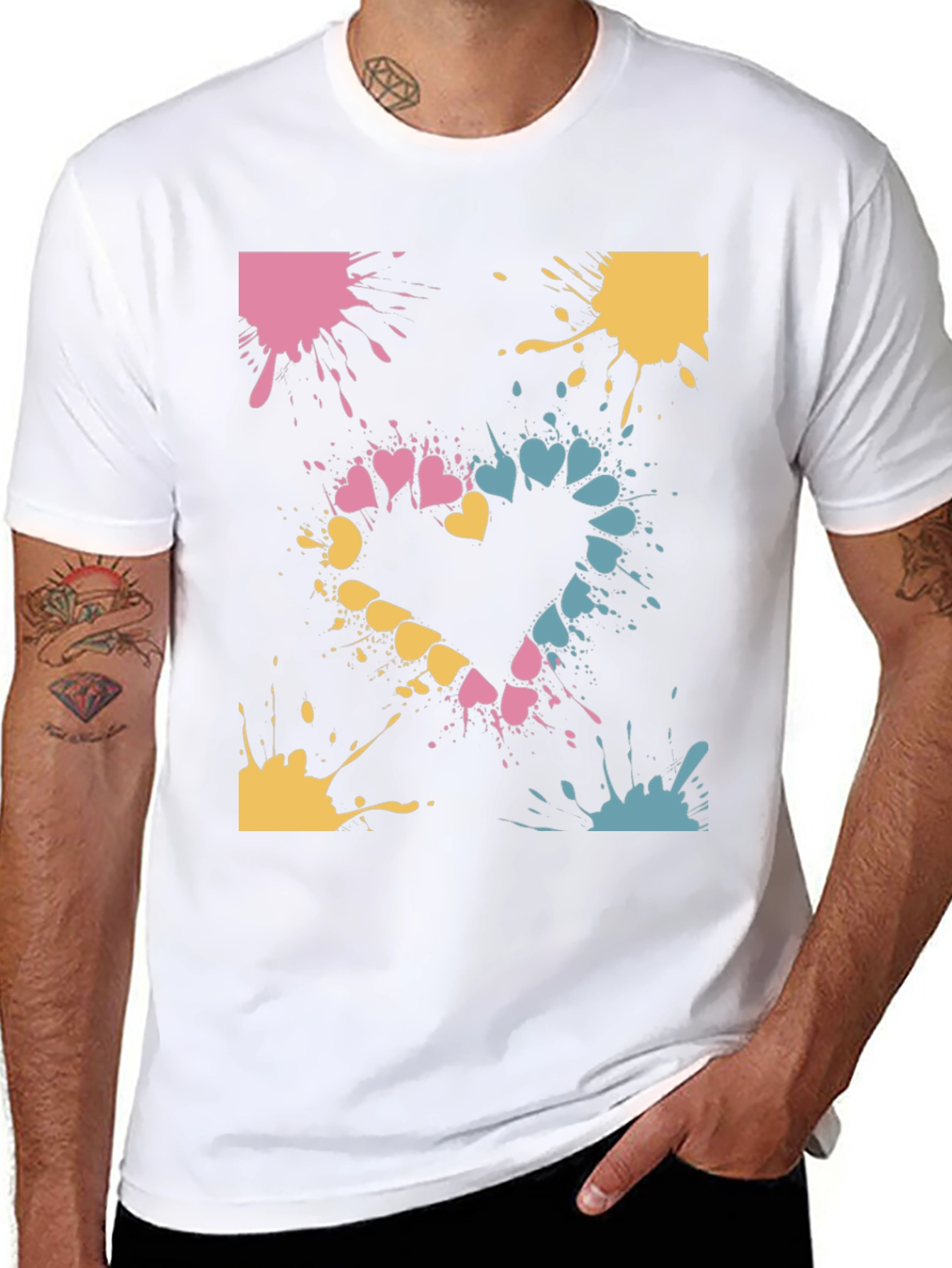 Heart Splash Graphic Tee - Casual Black T-Shirt