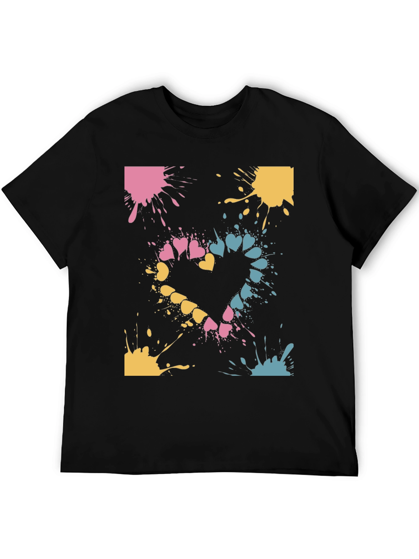 Heart Splash Graphic Tee - Casual Black T-Shirt