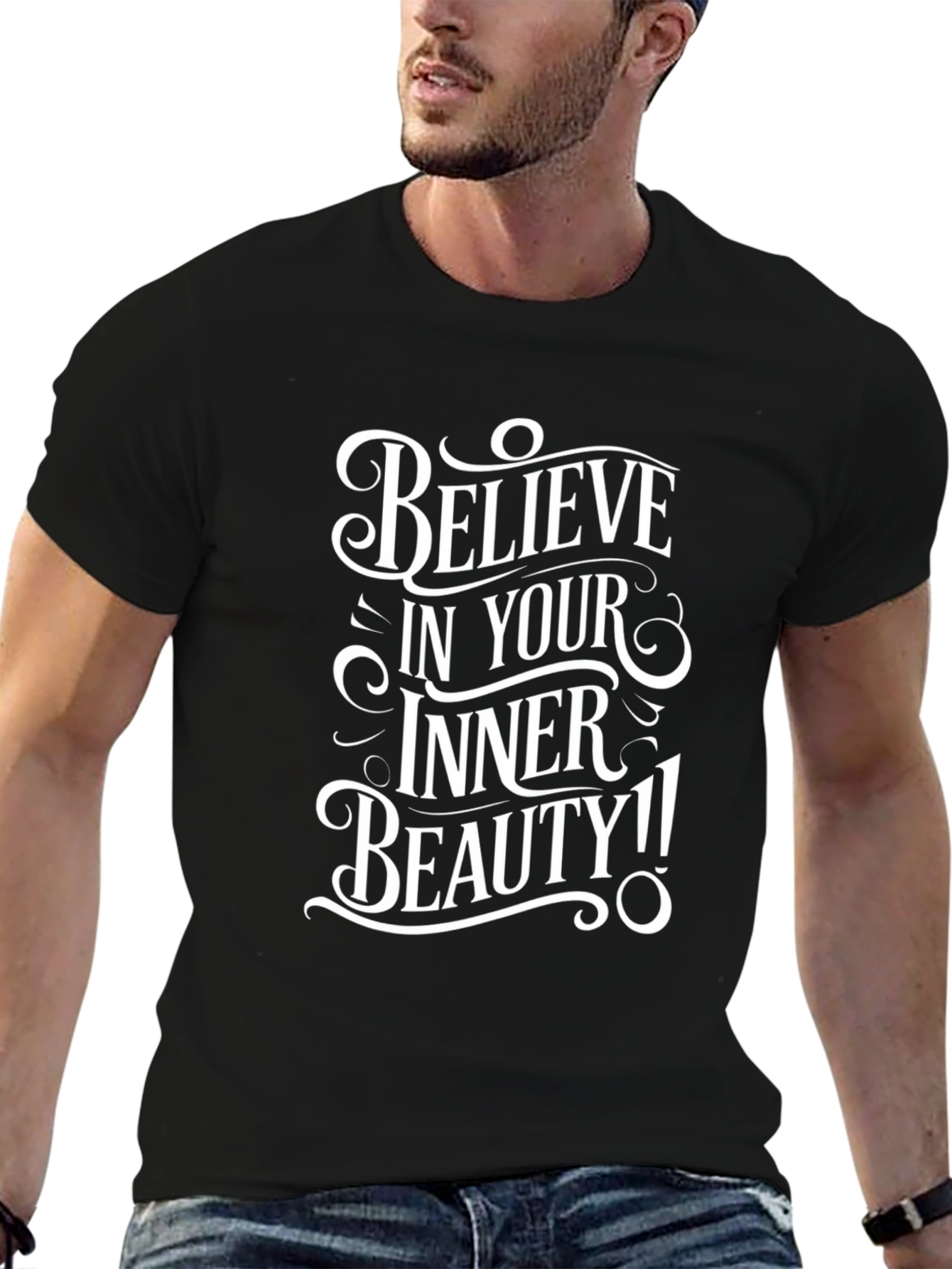 Believe In Your Inner Beauty Black Graphic T-Shirt