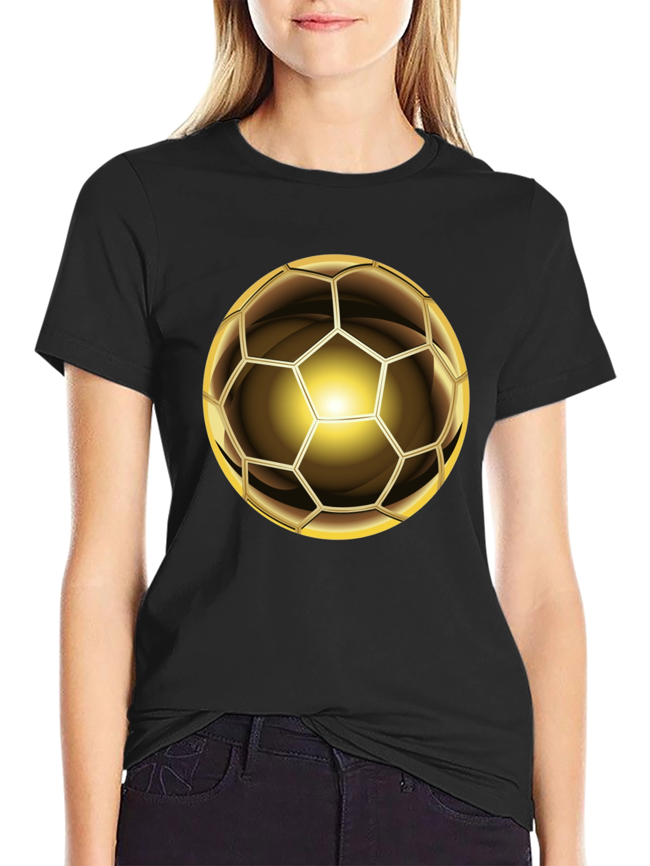 Golden Soccer Ball Graphic Tee - Stylish & Unique
