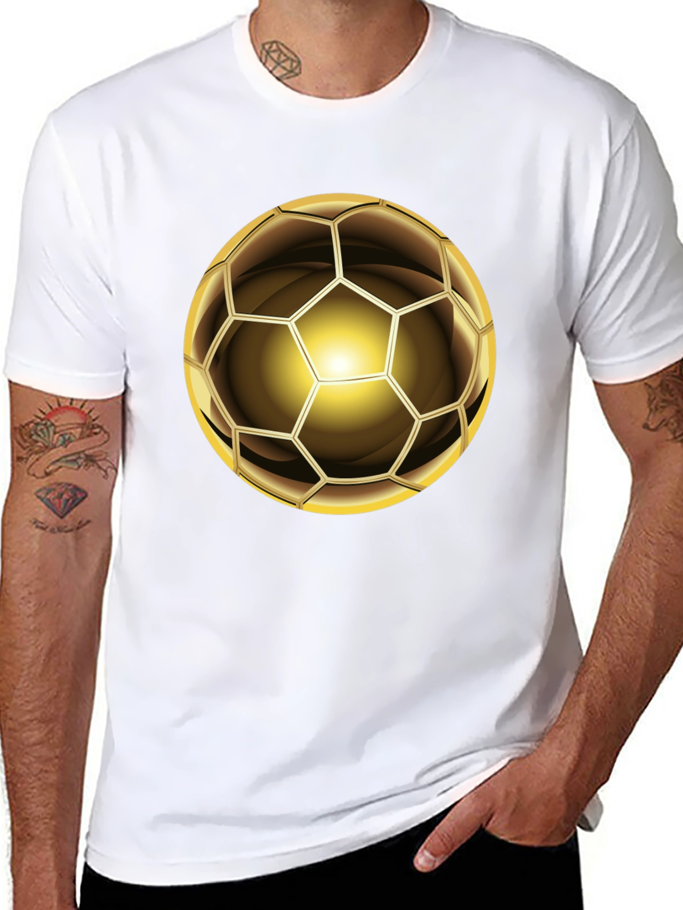 Golden Soccer Ball Graphic Tee - Stylish & Unique