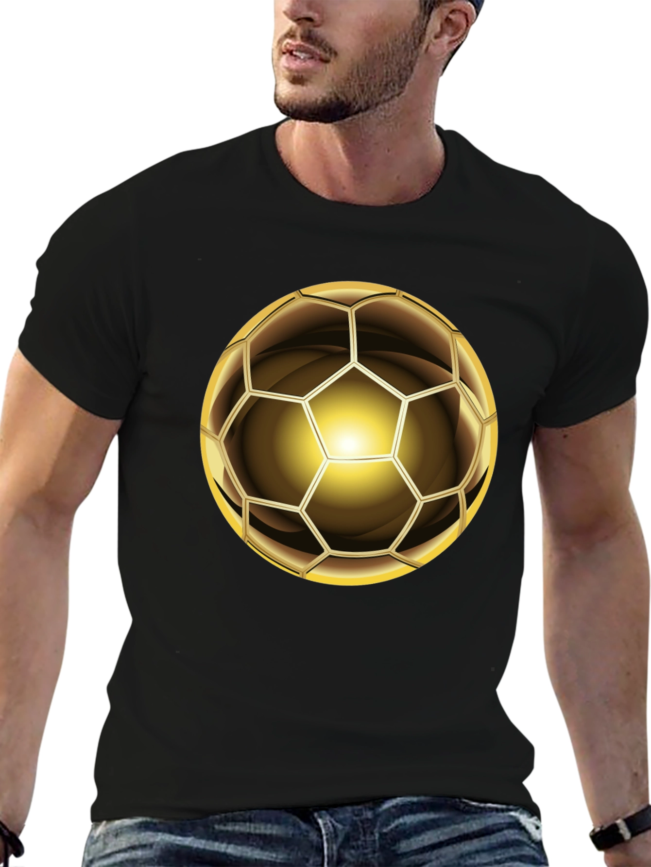 Golden Soccer Ball Graphic Tee - Stylish & Unique