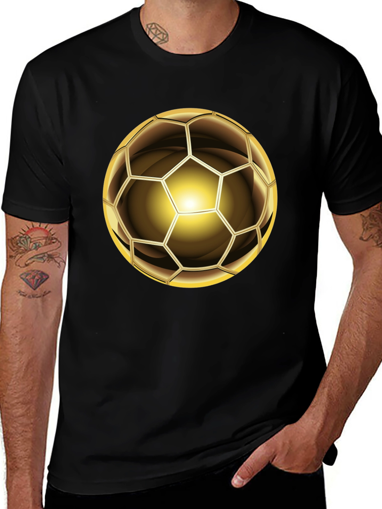 Golden Soccer Ball Graphic Tee - Stylish & Unique