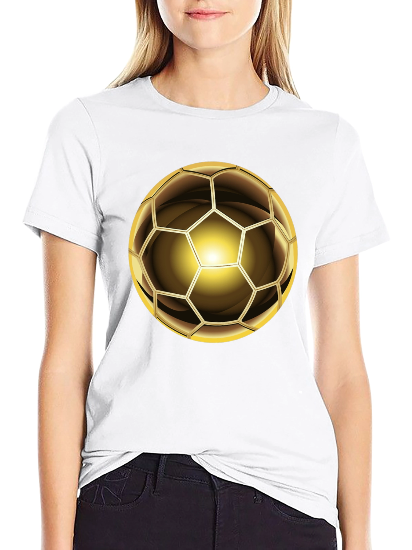 Golden Soccer Ball Graphic Tee - Stylish & Unique