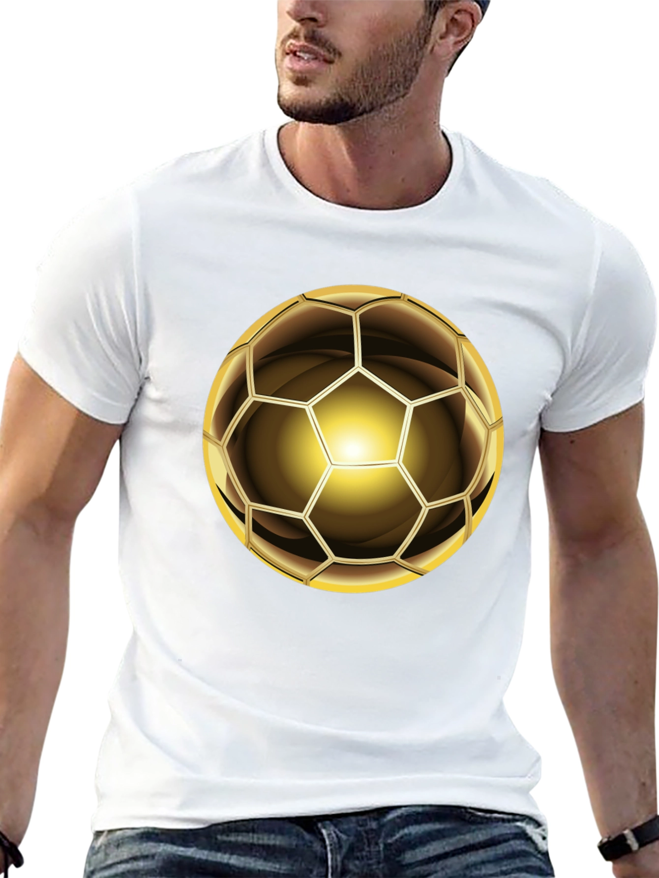 Golden Soccer Ball Graphic Tee - Stylish & Unique