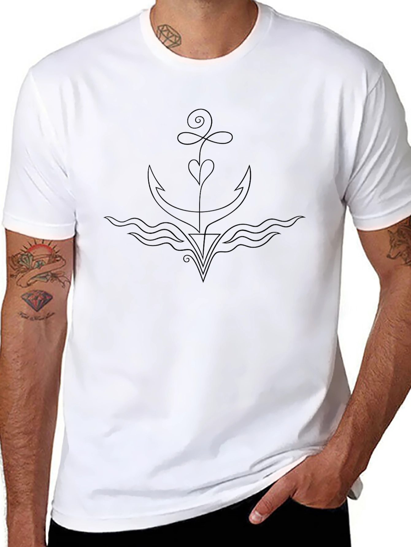 Minimalist Anchor Graphic Tee - Black