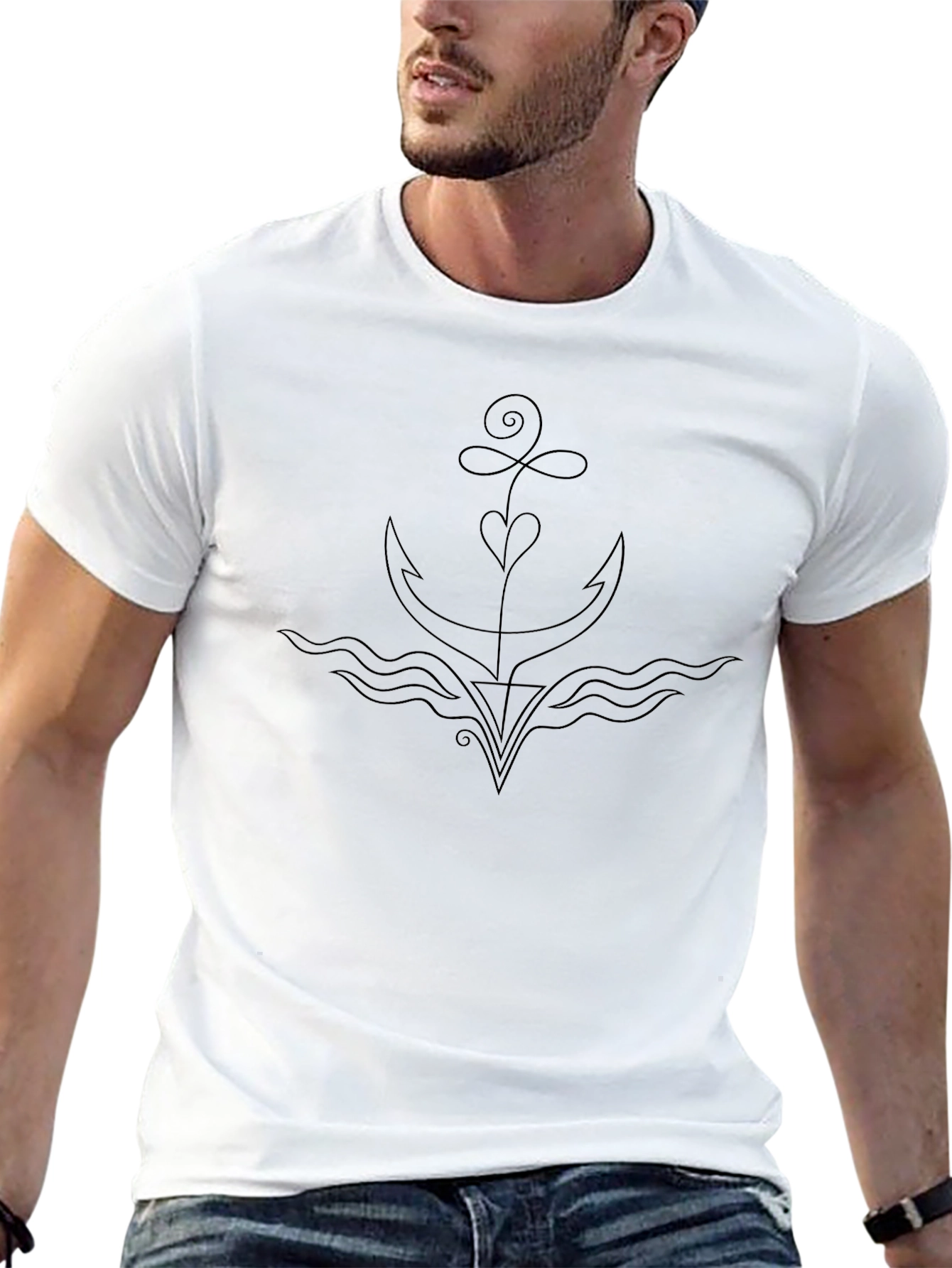 Minimalist Anchor Graphic Tee - Black