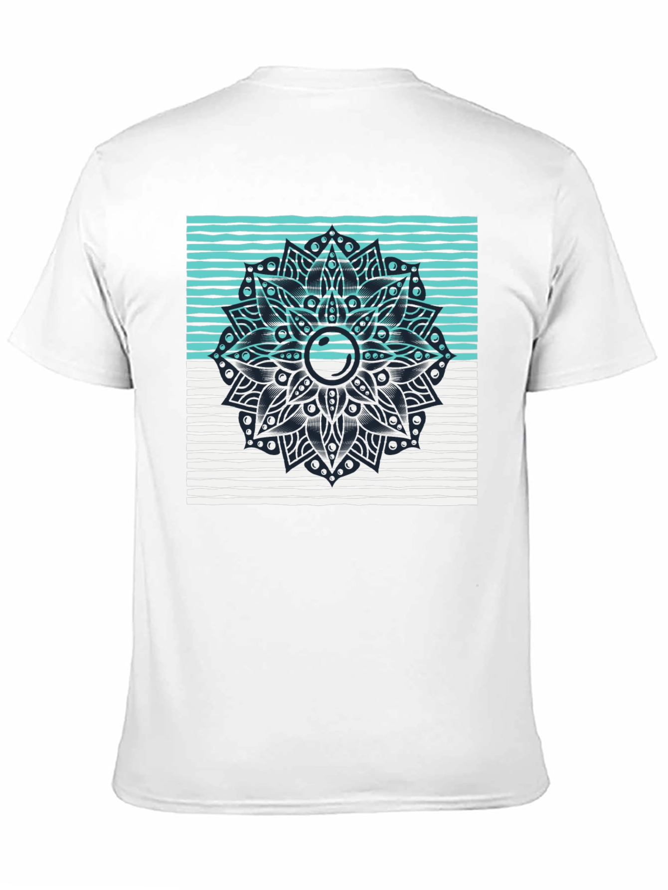 Black Graphic Tee with Geometric Mandala Design