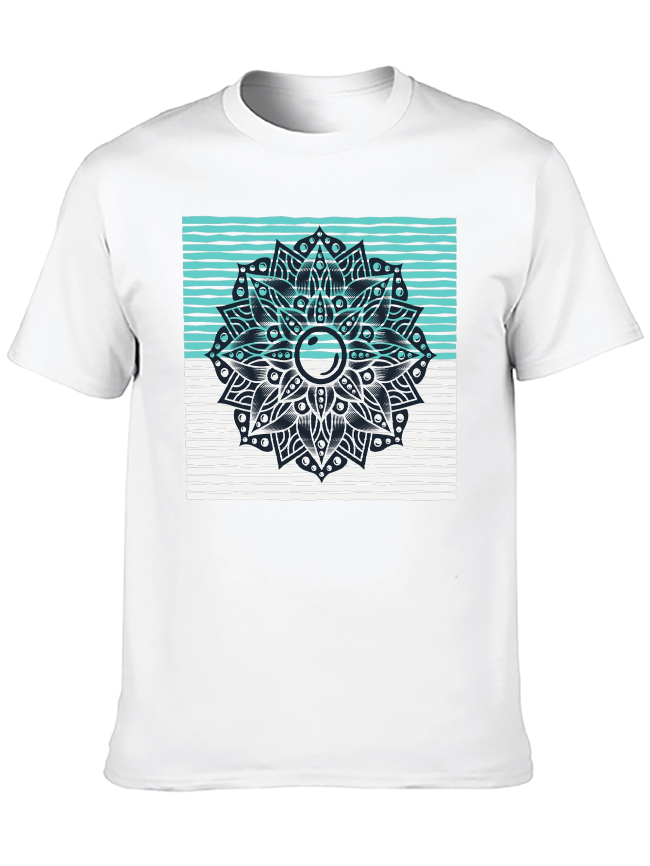 Black Graphic Tee with Geometric Mandala Design