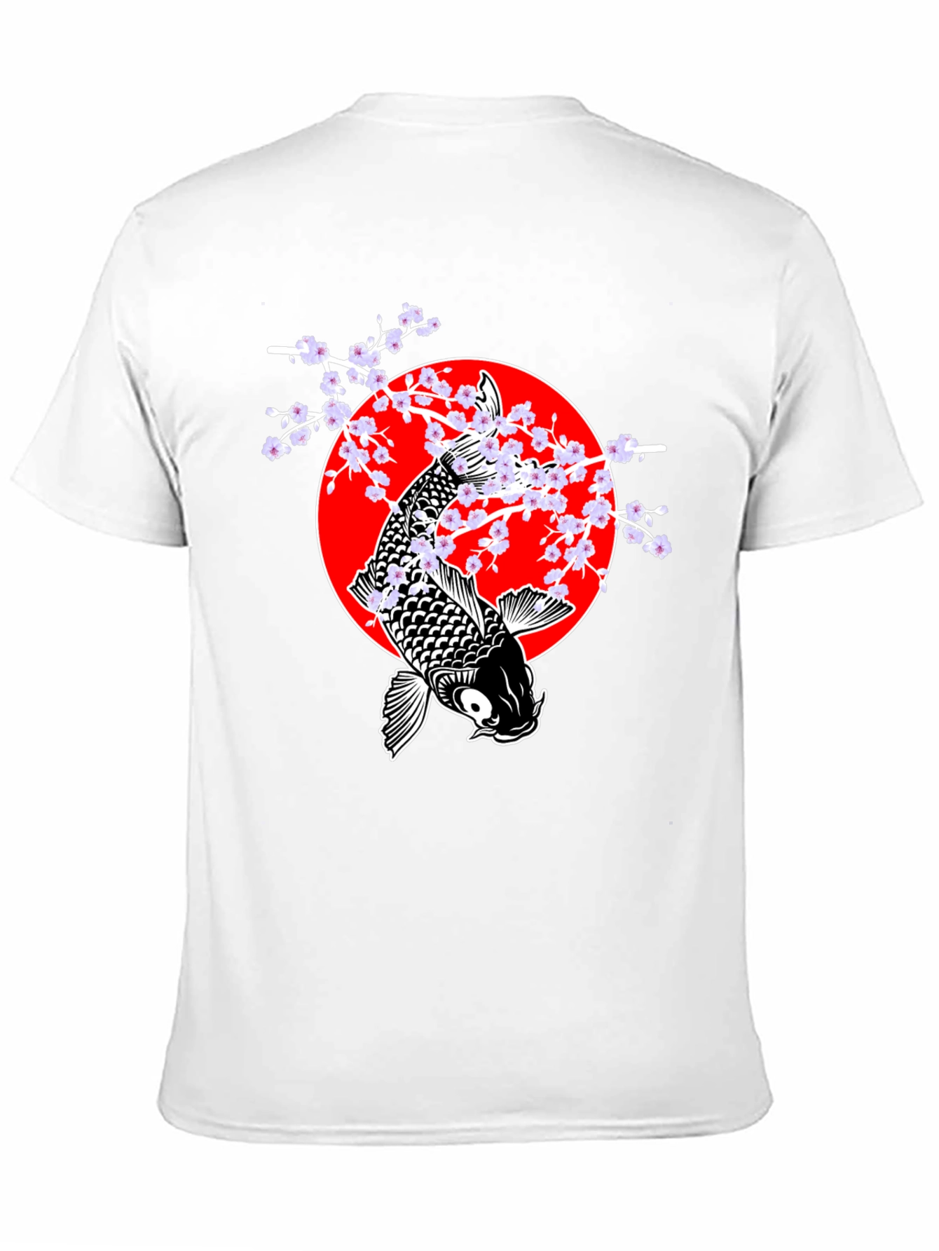 Koi Fish Cherry Blossom Graphic Tee - Black