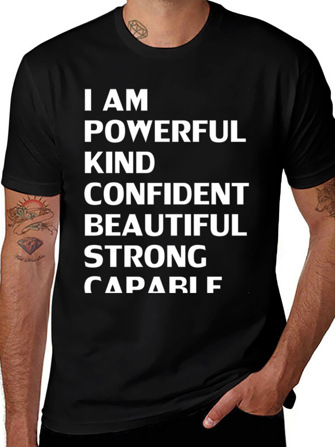 Empowering Affirmations Black Graphic Tee