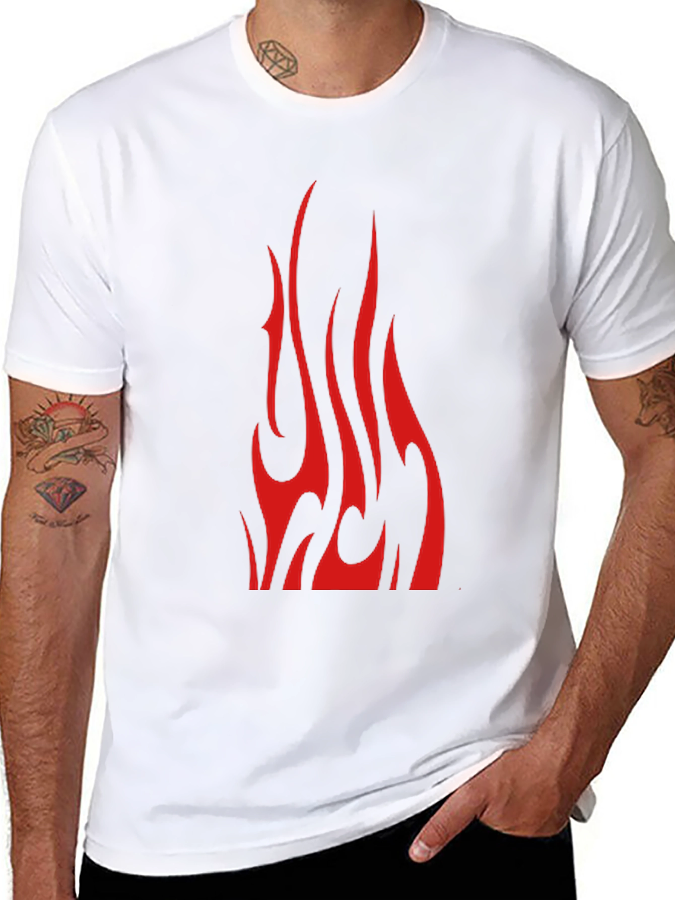 Red Flame Graphic Black T-Shirt