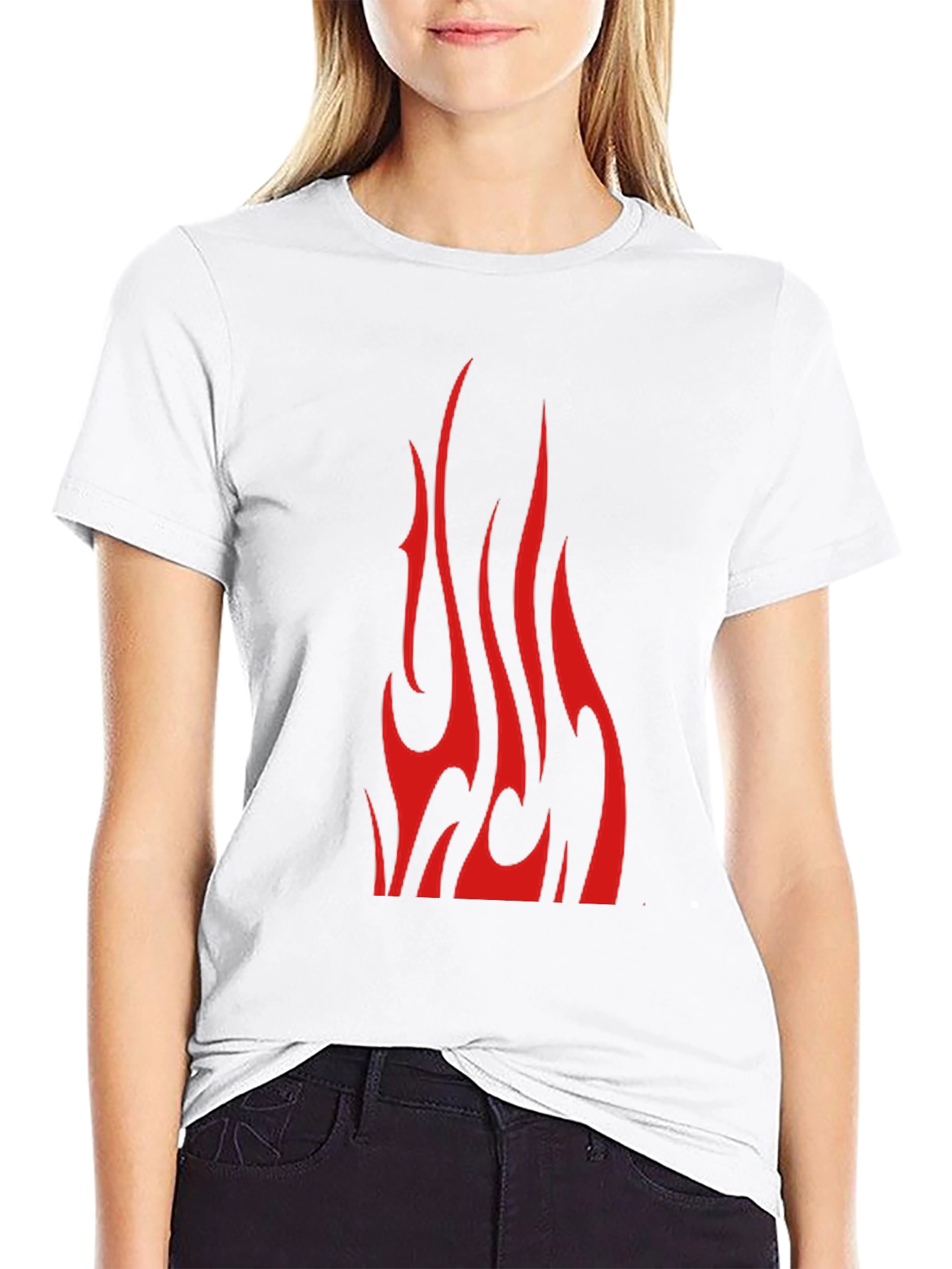 Red Flame Graphic Black T-Shirt