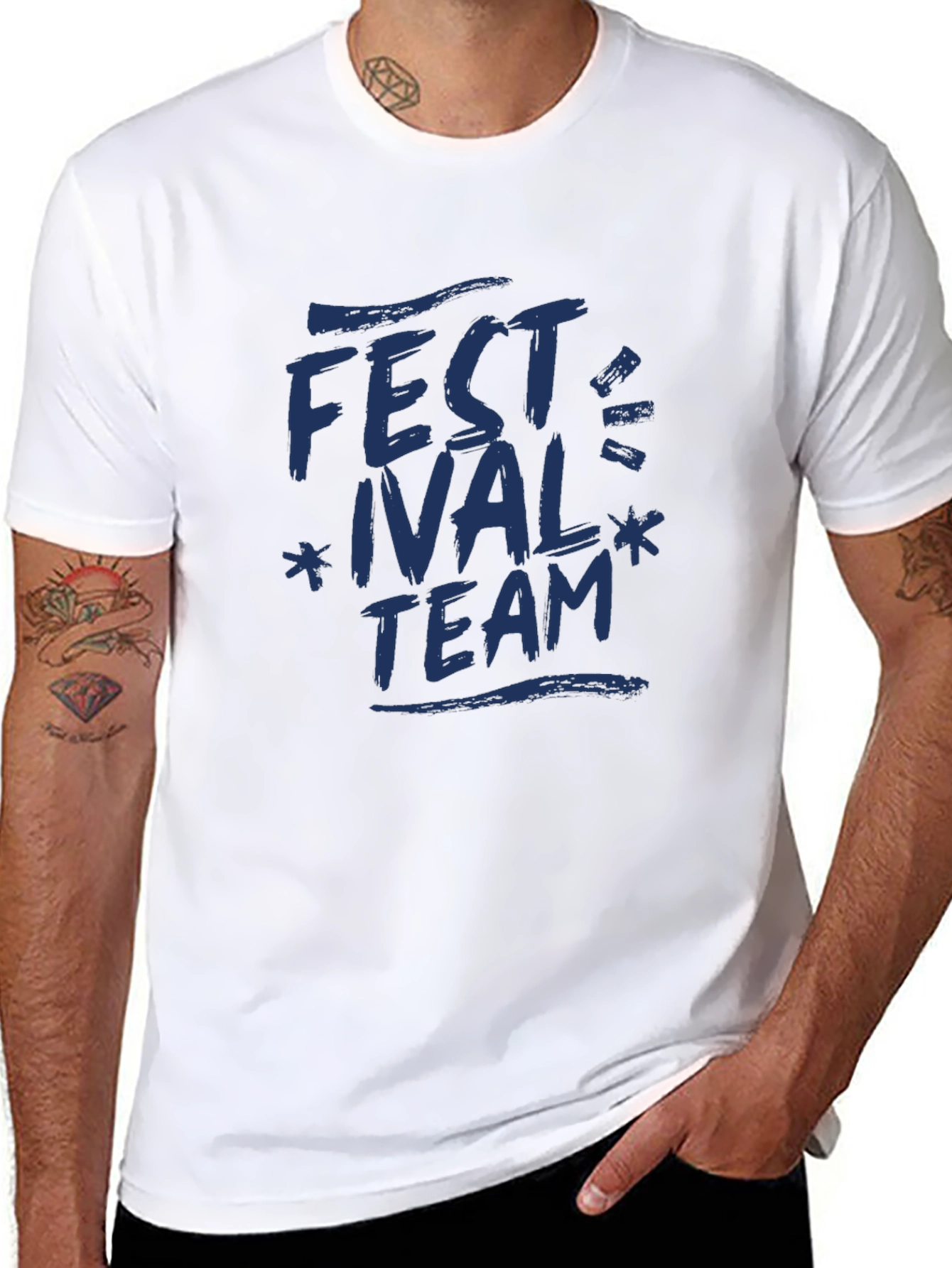 Festival Team T-Shirt - Navy Graphic Print