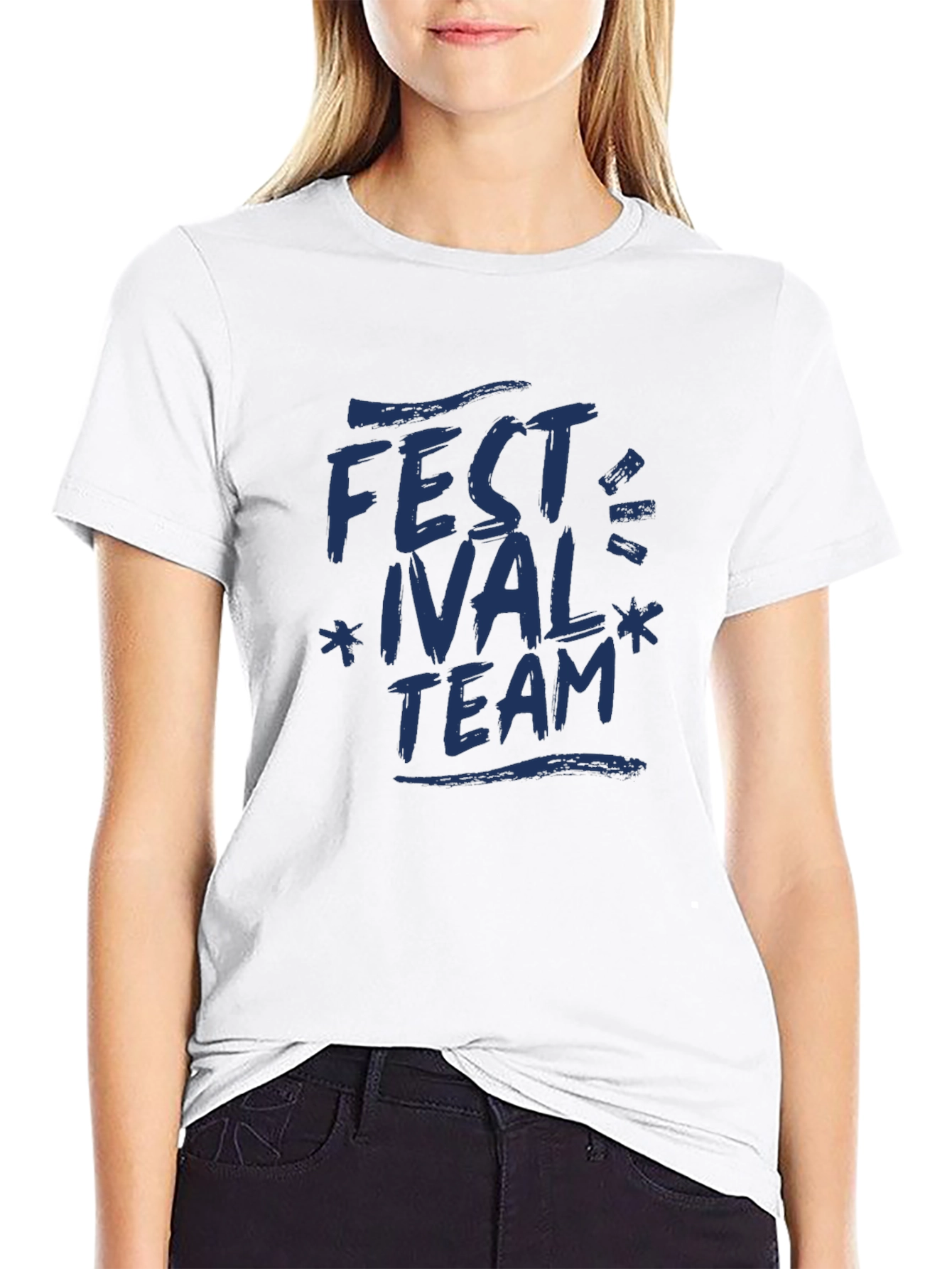 Festival Team T-Shirt - Navy Graphic Print