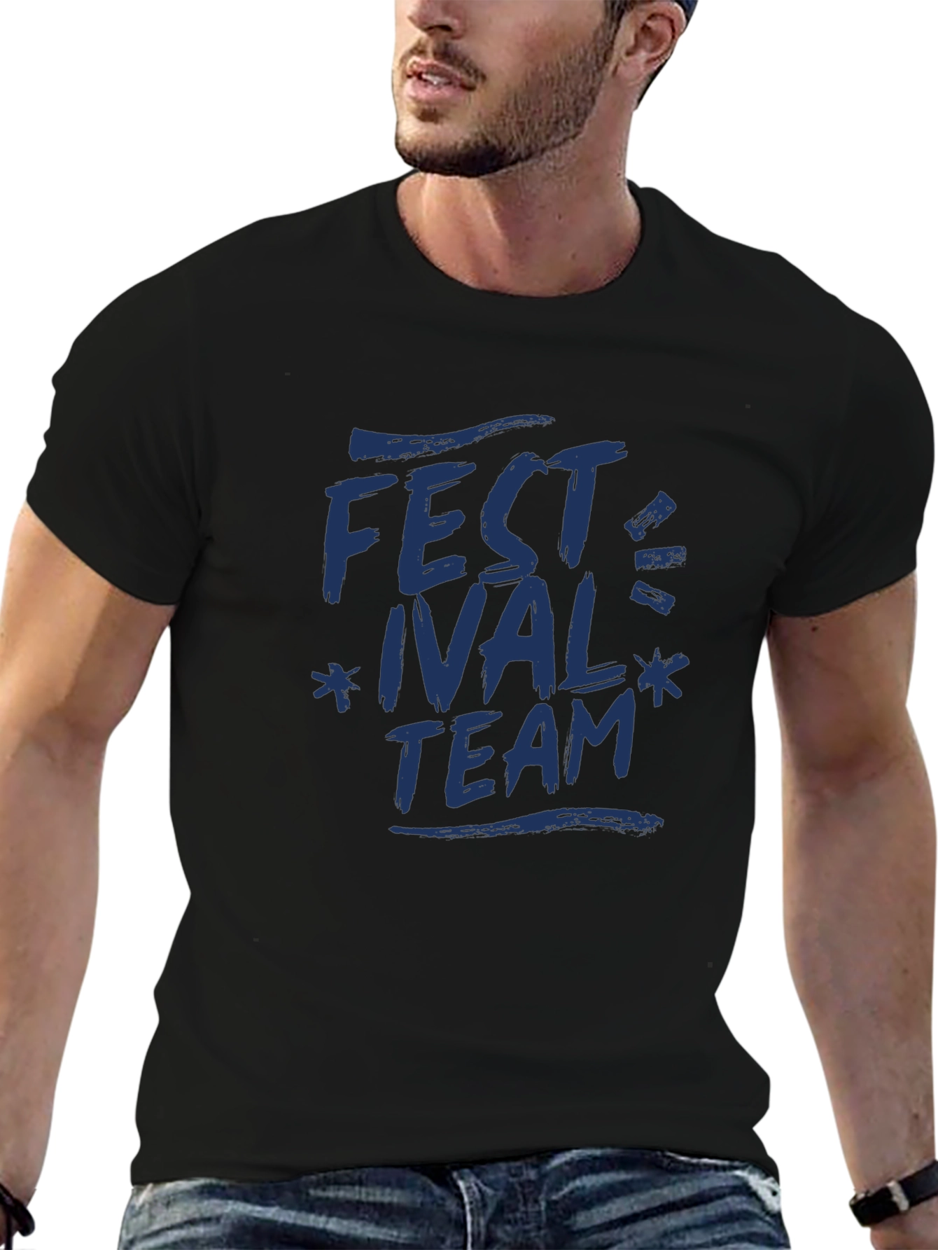 Festival Team T-Shirt - Navy Graphic Print