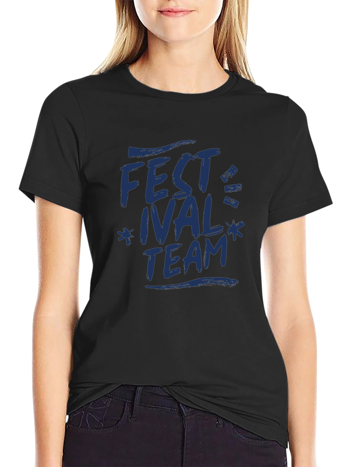 Festival Team T-Shirt - Navy Graphic Print