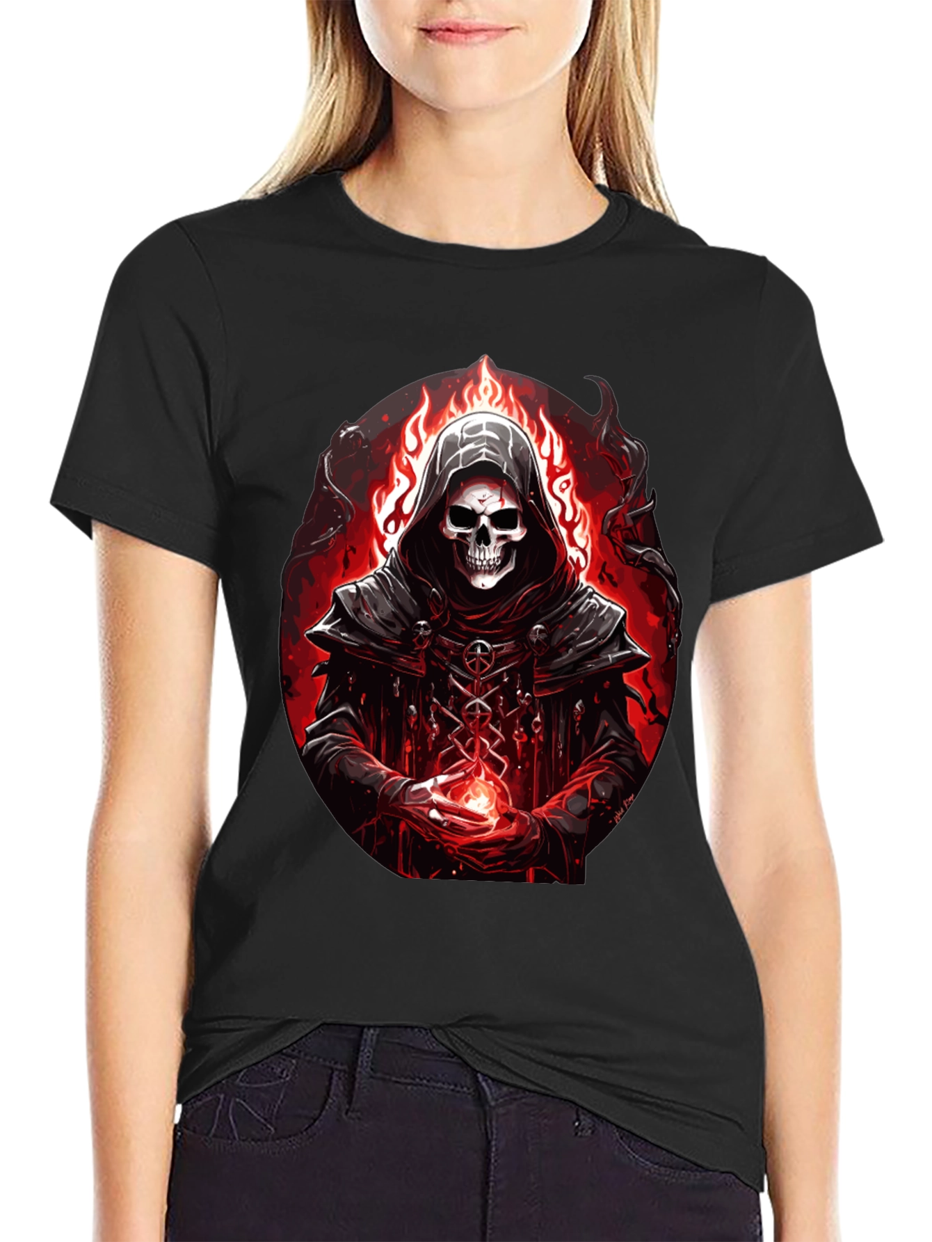 Grim Reaper Graphic Tee - Dark Fantasy T-Shirt