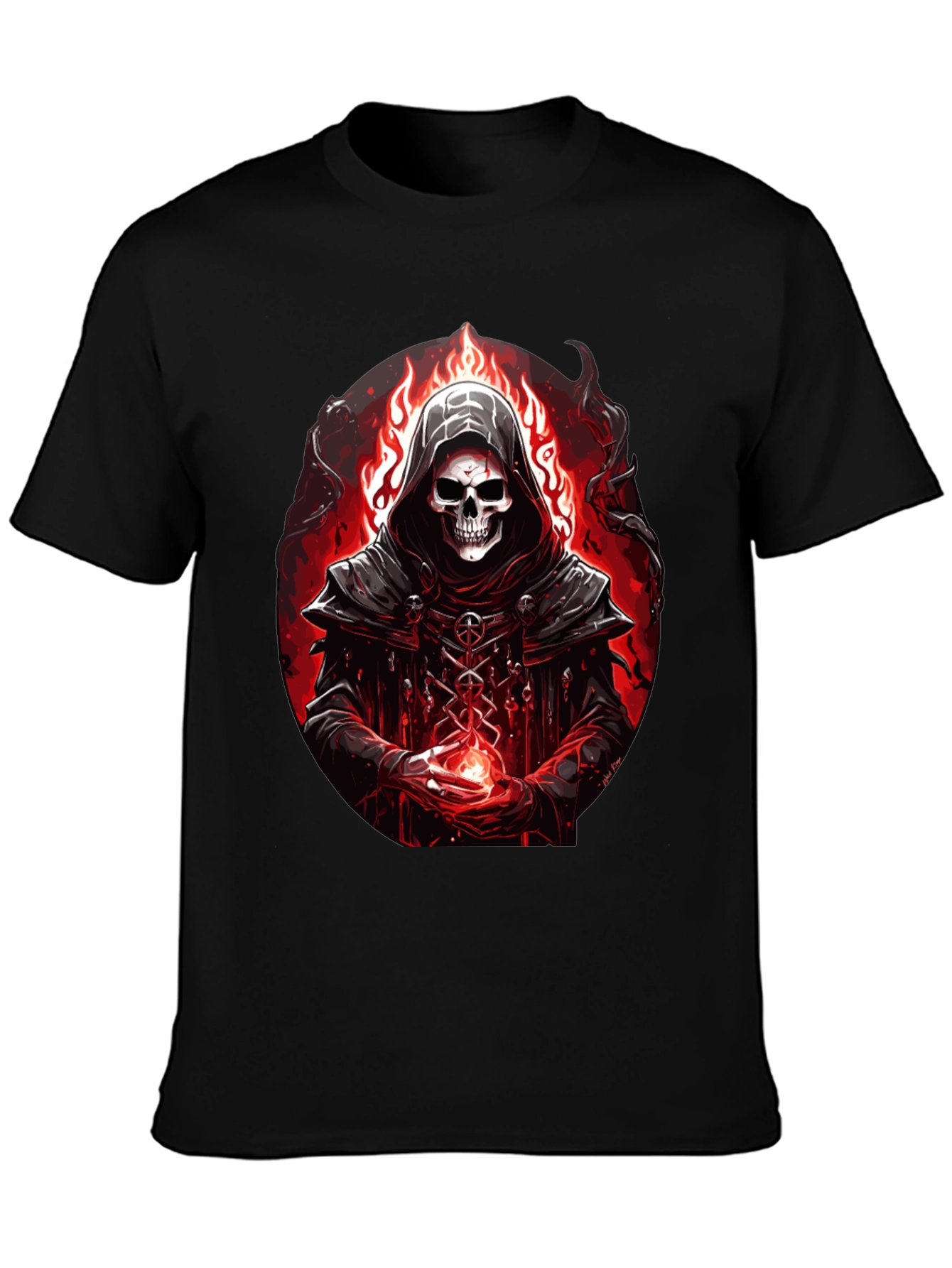 Grim Reaper Graphic Tee - Dark Fantasy T-Shirt