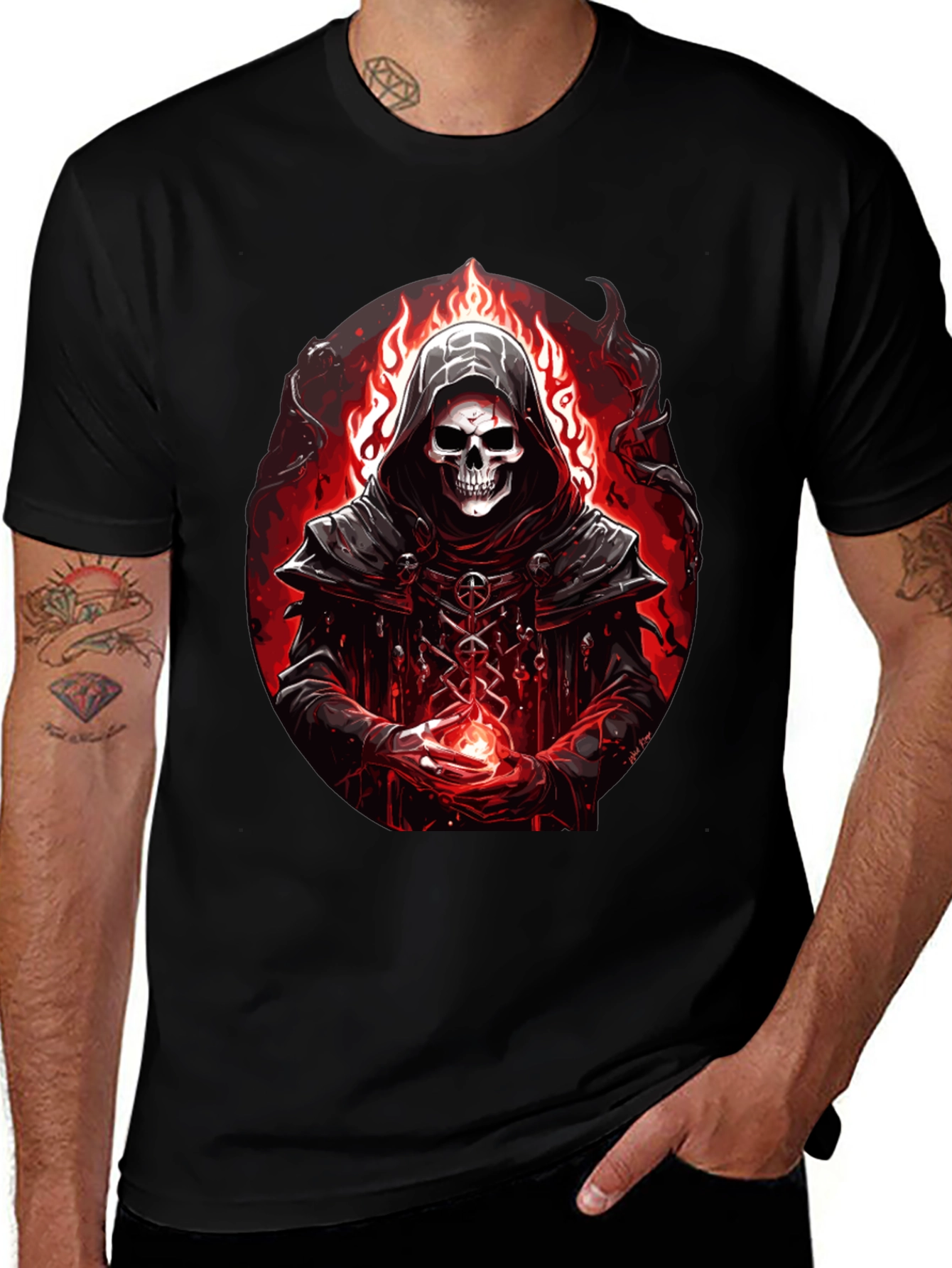 Grim Reaper Graphic Tee - Dark Fantasy T-Shirt