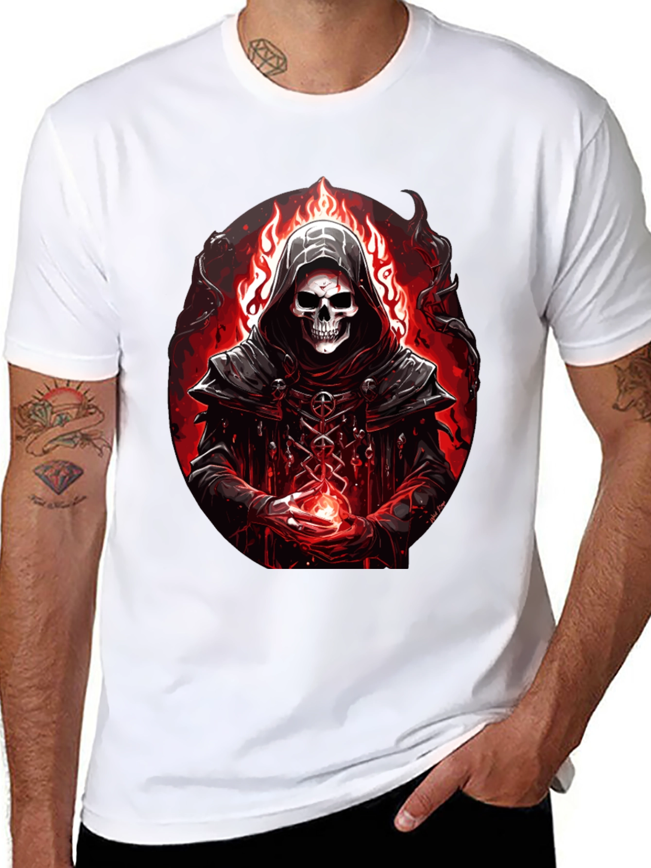 Grim Reaper Graphic Tee - Dark Fantasy T-Shirt