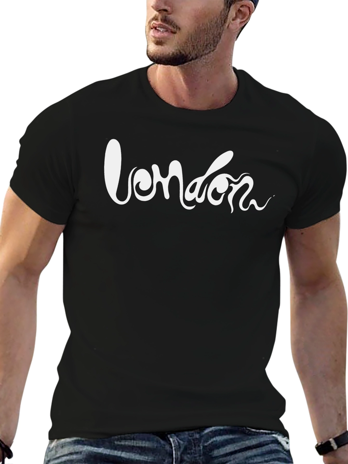 London Script Graphic T-Shirt - Casual Black Tee